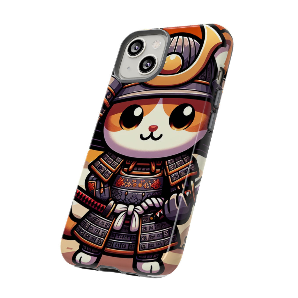 Cute Cat Samurai Phone Case, Kawaii Armor Phone Cover, Unique Pet Gift, Animal Lover Accessory, Fun Tech Protection