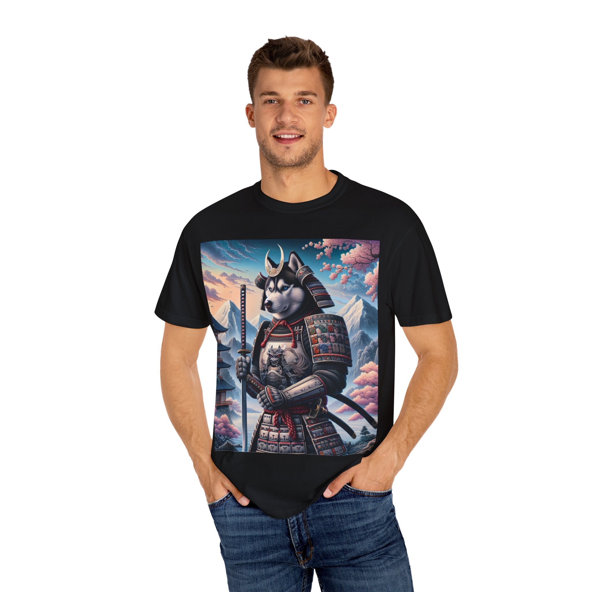 Samurai Cat T-Shirt, Unisex Graphic Tee, Vintage Style Shirt, Fun Casual Wear, Gift for Animal Lovers, Unique Artwork Apparel