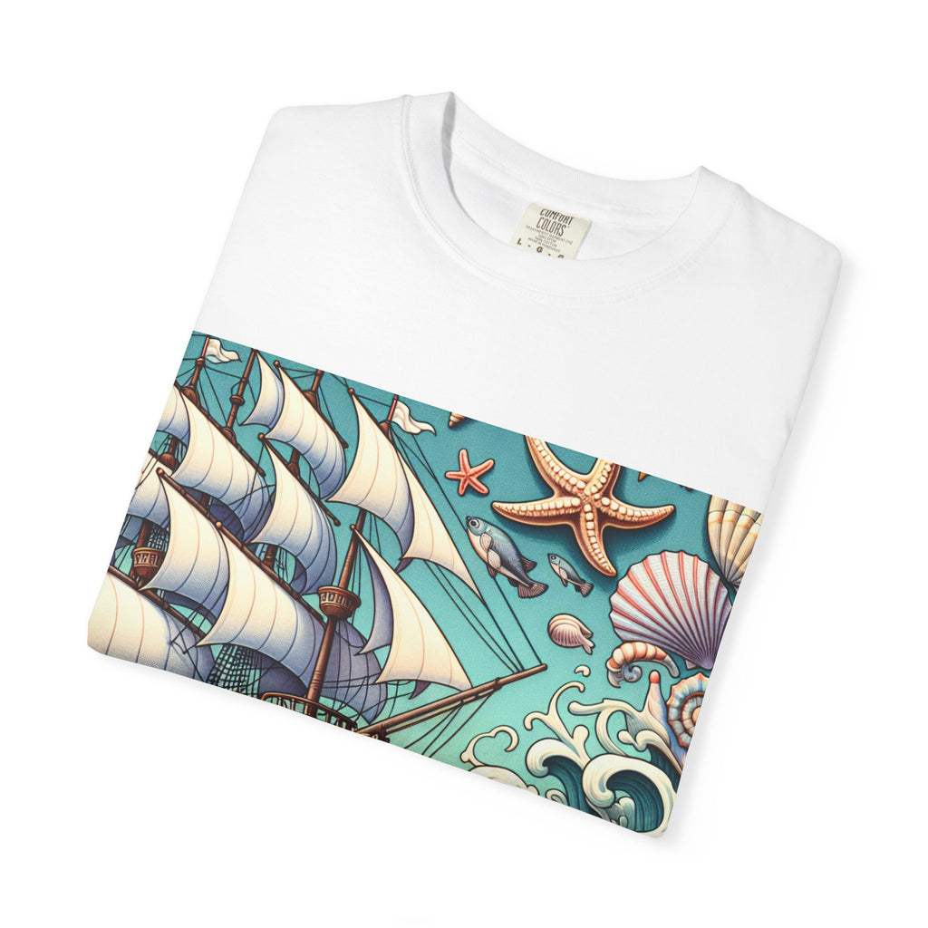 Nautical Adventure T-Shirt - Relaxed Fit, Beach Lover's Gift, Ocean Theme, Vacation Wear, Summer Style, Graphic Tee