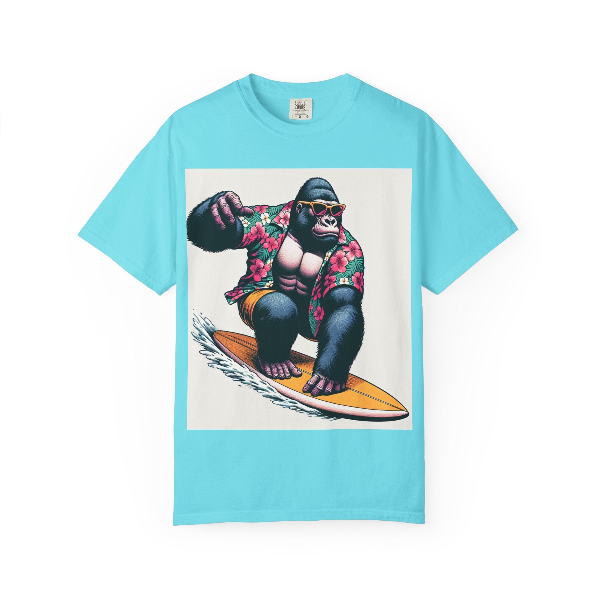 Surfing Gorilla T-Shirt, Casual Beachwear, Summer Gift, Graphic Tee, Unisex T-Shirt, Fun Vacation Apparel