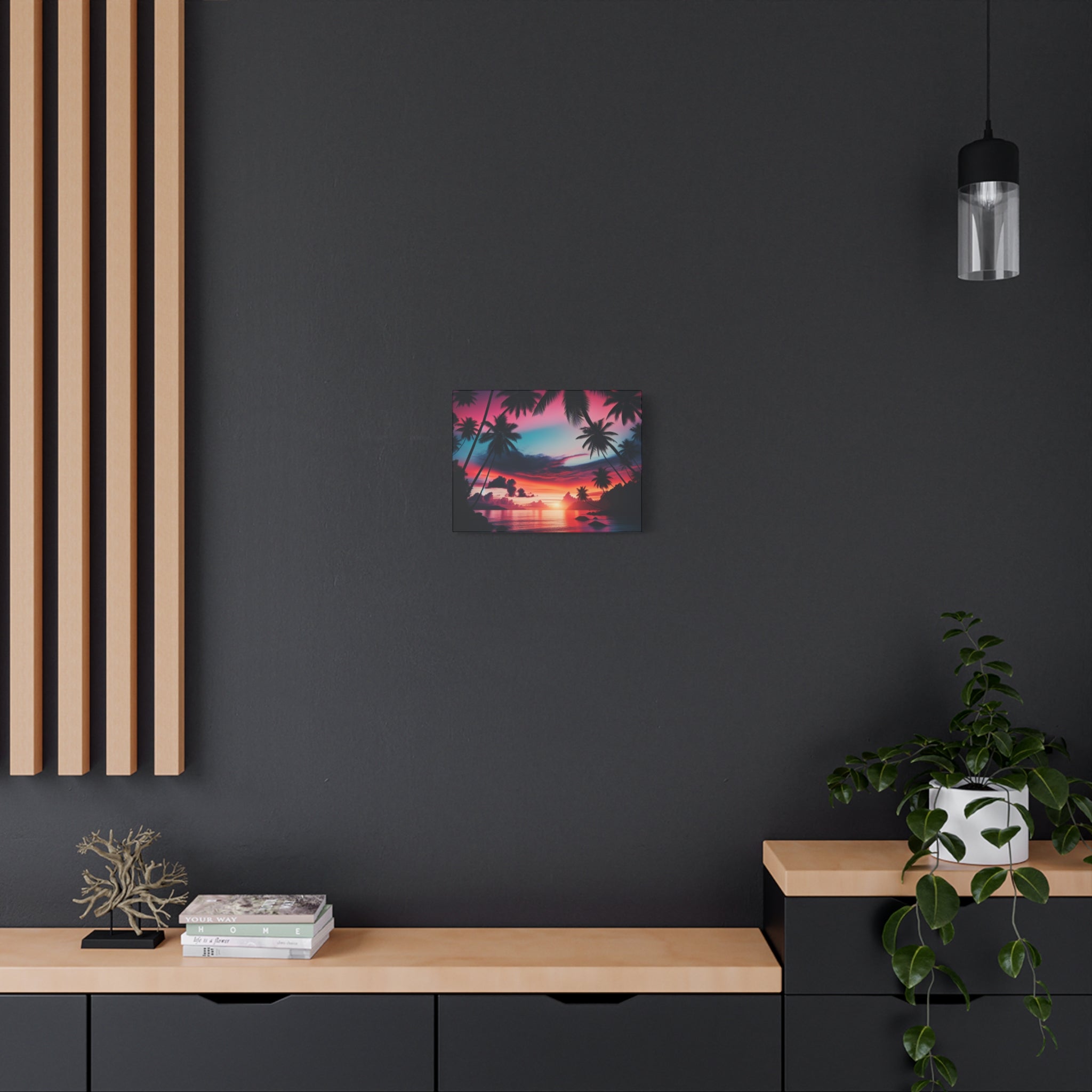 Tropical Sunset Wall Art Canvas, Colorful Beach Decor, Home Decoration, Gift for Art Lovers, Summer Vibe