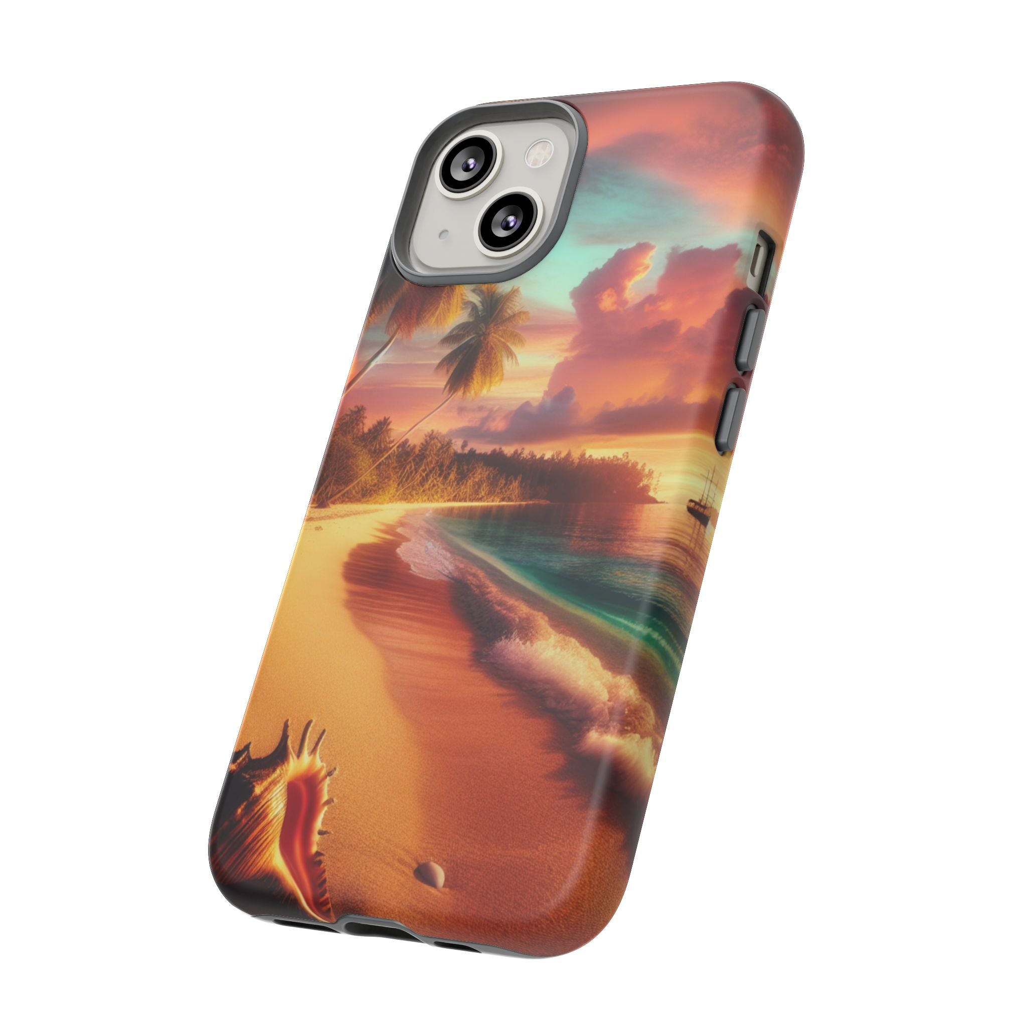 Tough Cases Beach Sunset Phone Case, Tropical Vibe, Gift for Vacation Lovers, Summer Accessory, Shell Design Decor