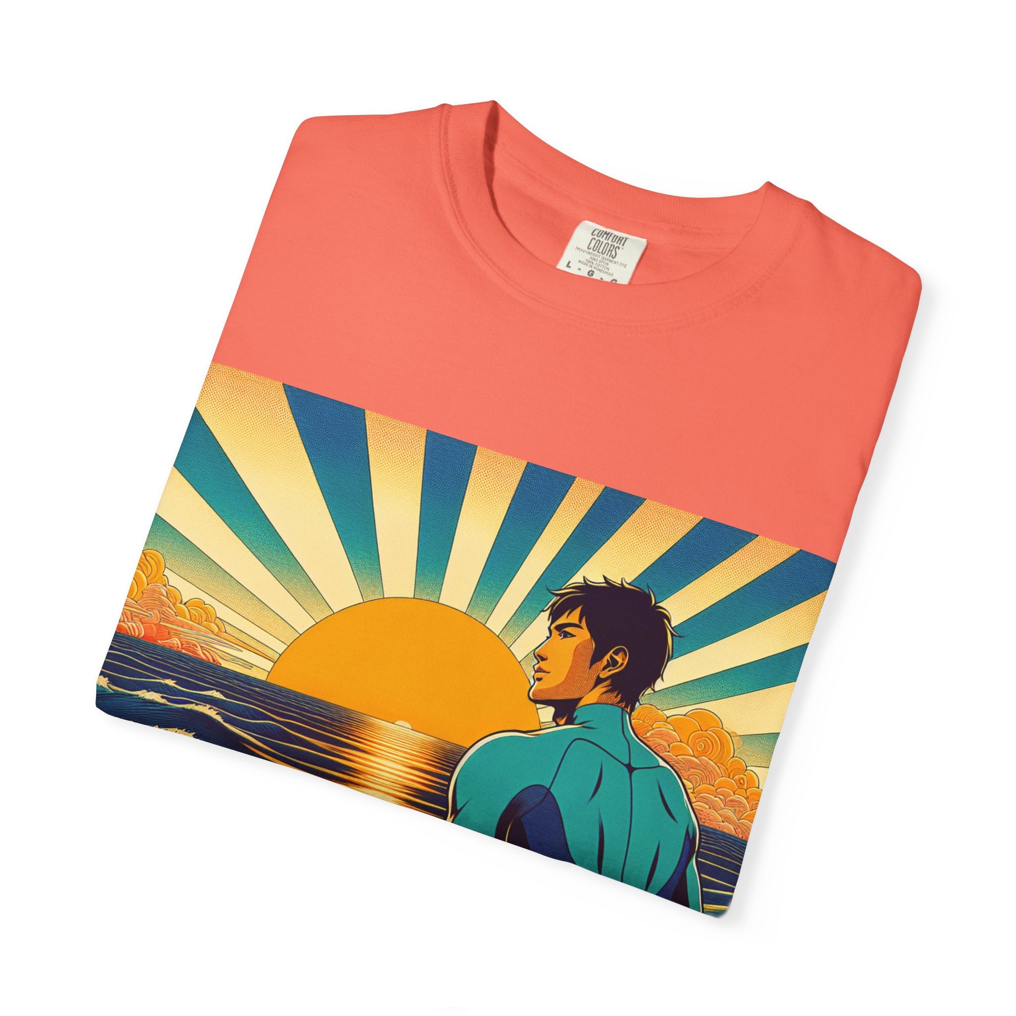 Sunset Surf Unisex T-Shirt, Beachwear, Summer Style, Ocean Lover Gift, Cool Casual Tee, Surfing Enthusiast Apparel