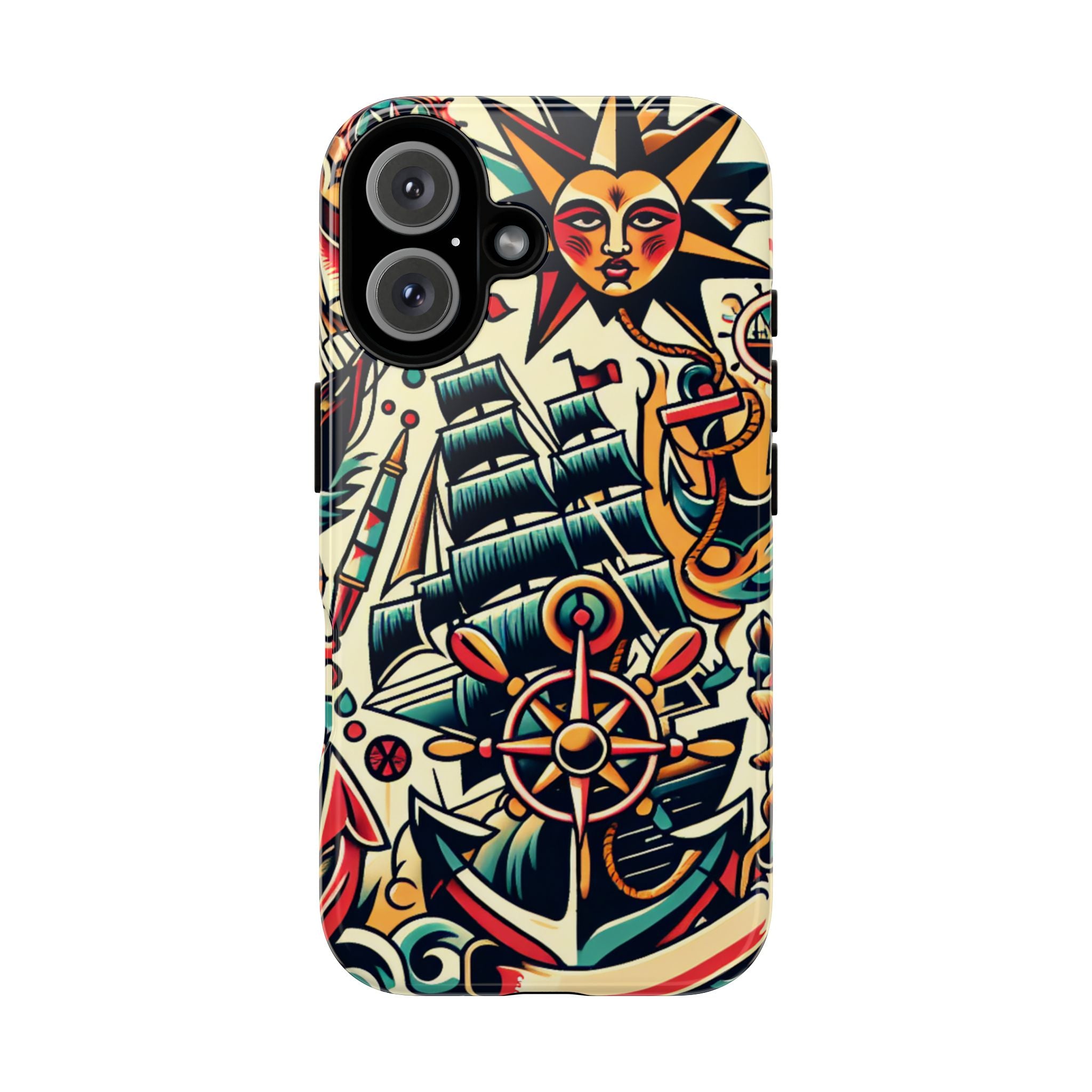 Tattoo-Inspired Phone Case - Nautical Adventure Design, Unique Gift, Sailor Style, Sea Lover Accessory, Artistic Protection