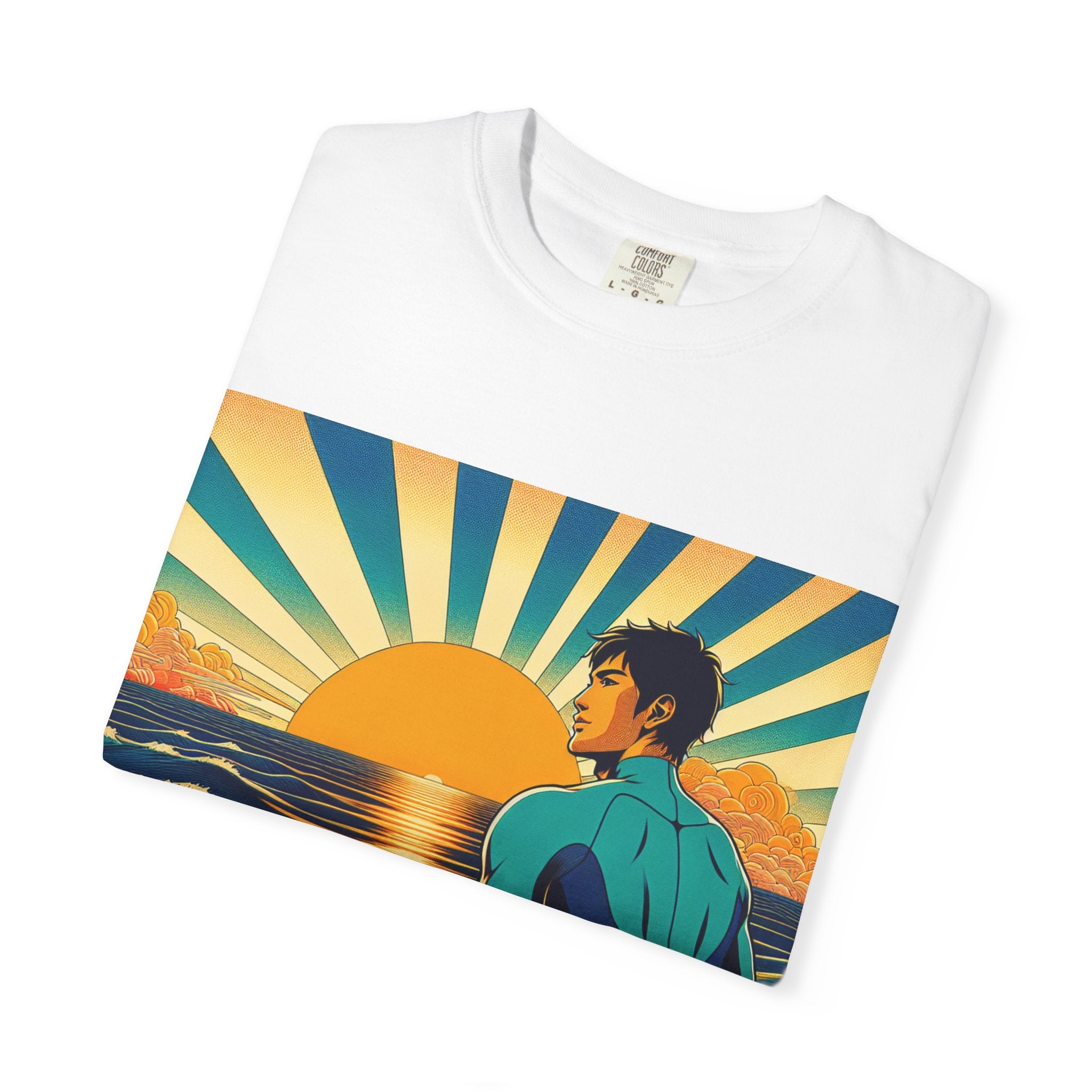 Sunset Surf Unisex T-Shirt, Beachwear, Summer Style, Ocean Lover Gift, Cool Casual Tee, Surfing Enthusiast Apparel