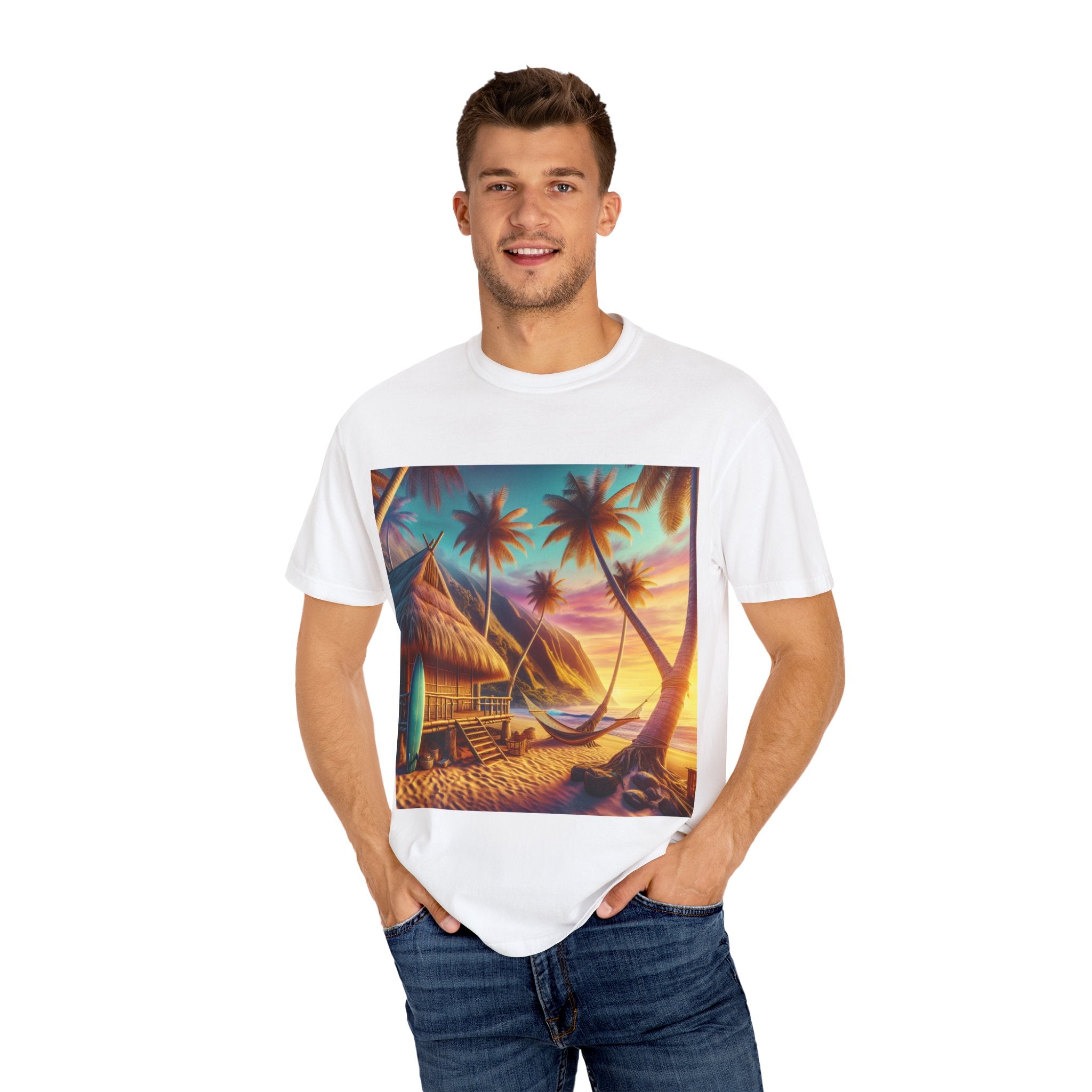 Tropical Sunset T-shirt - Beach Vibes, Summer Wear, Vacation Tee, Surfer Gift, Relaxation Apparel