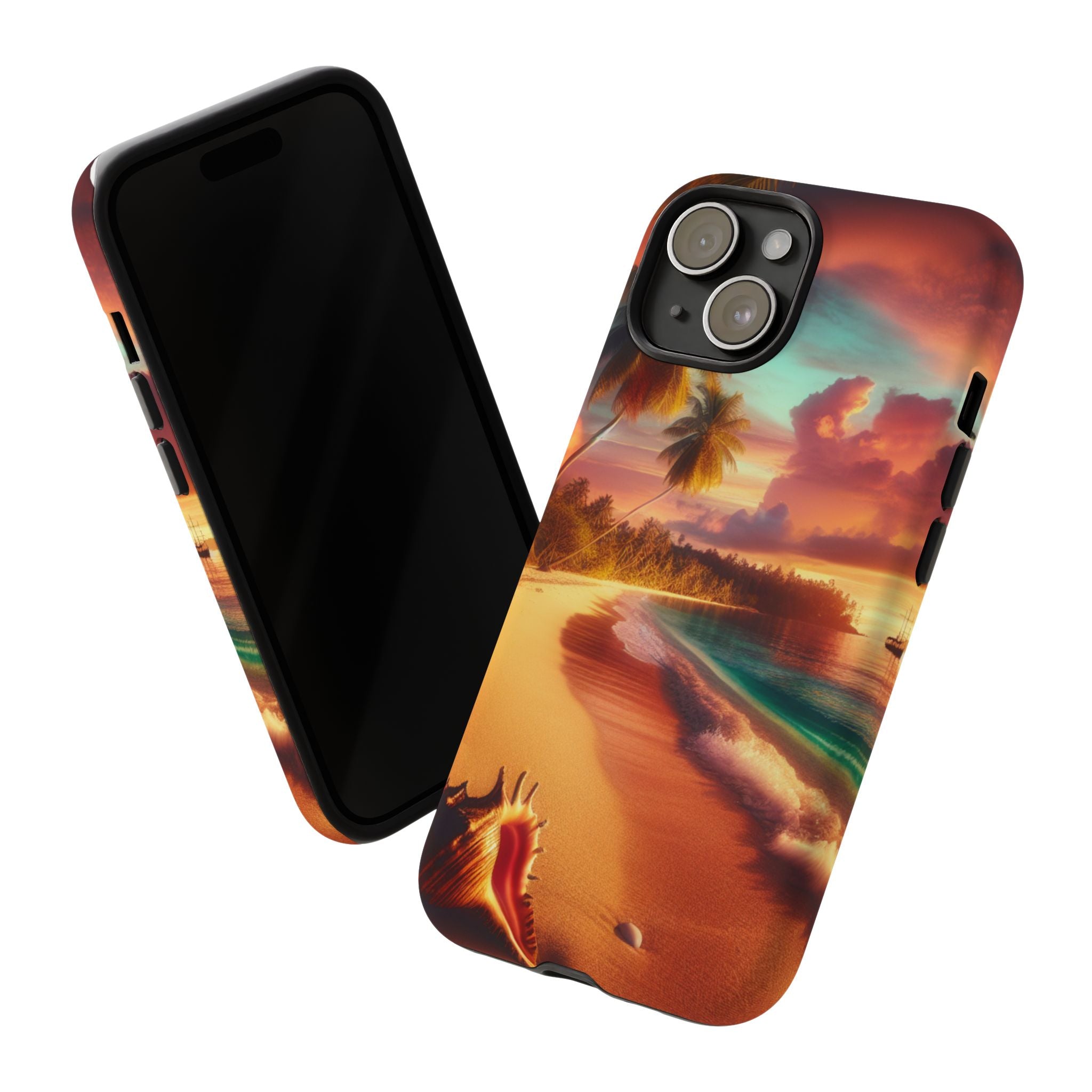 Tough Cases Beach Sunset Phone Case, Tropical Vibe, Gift for Vacation Lovers, Summer Accessory, Shell Design Decor