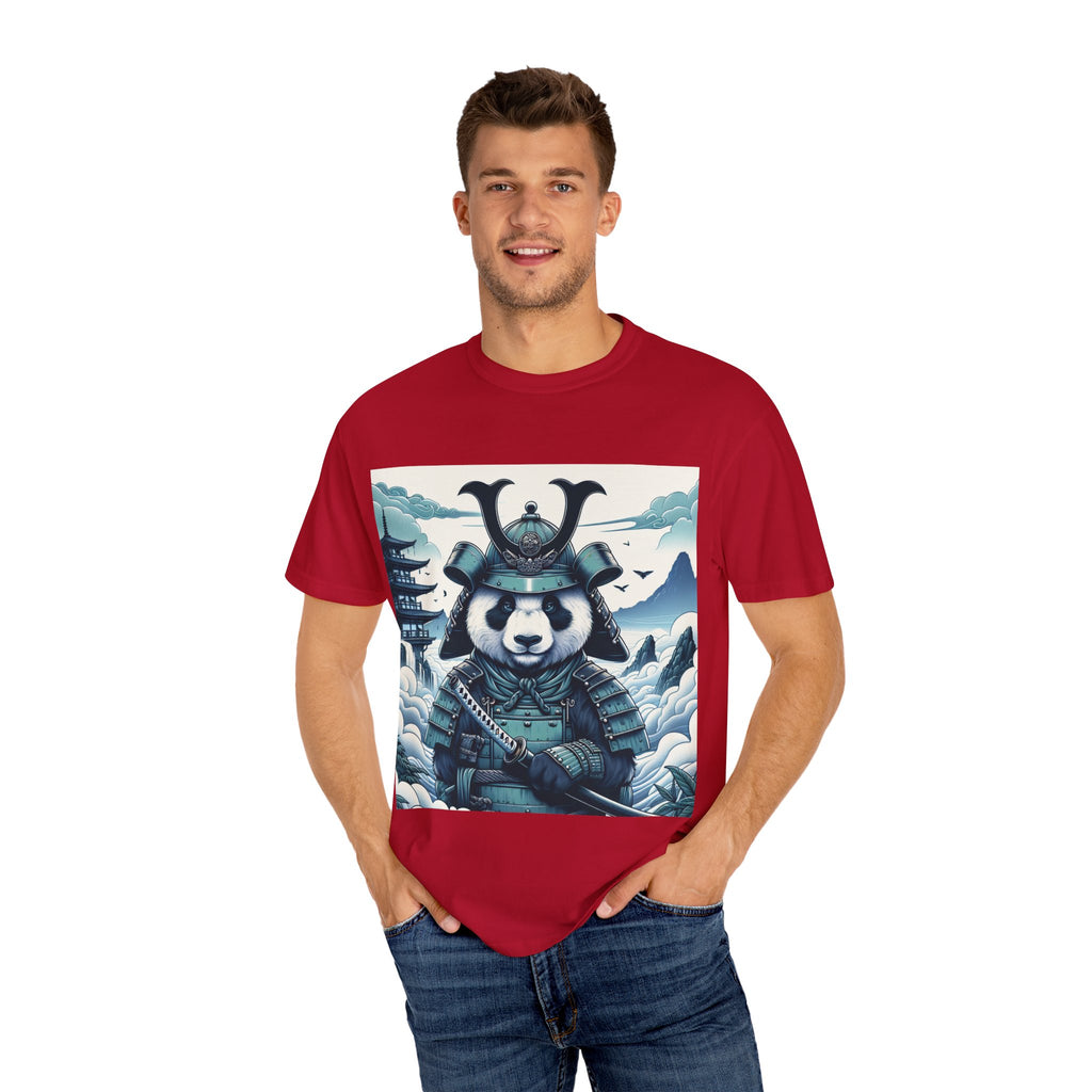 Samurai Panda T-Shirt - Unique Garment-Dyed Tee for Animal Lovers, Anime Fans, Gifts, Casual Wear, Birthday Celebrations