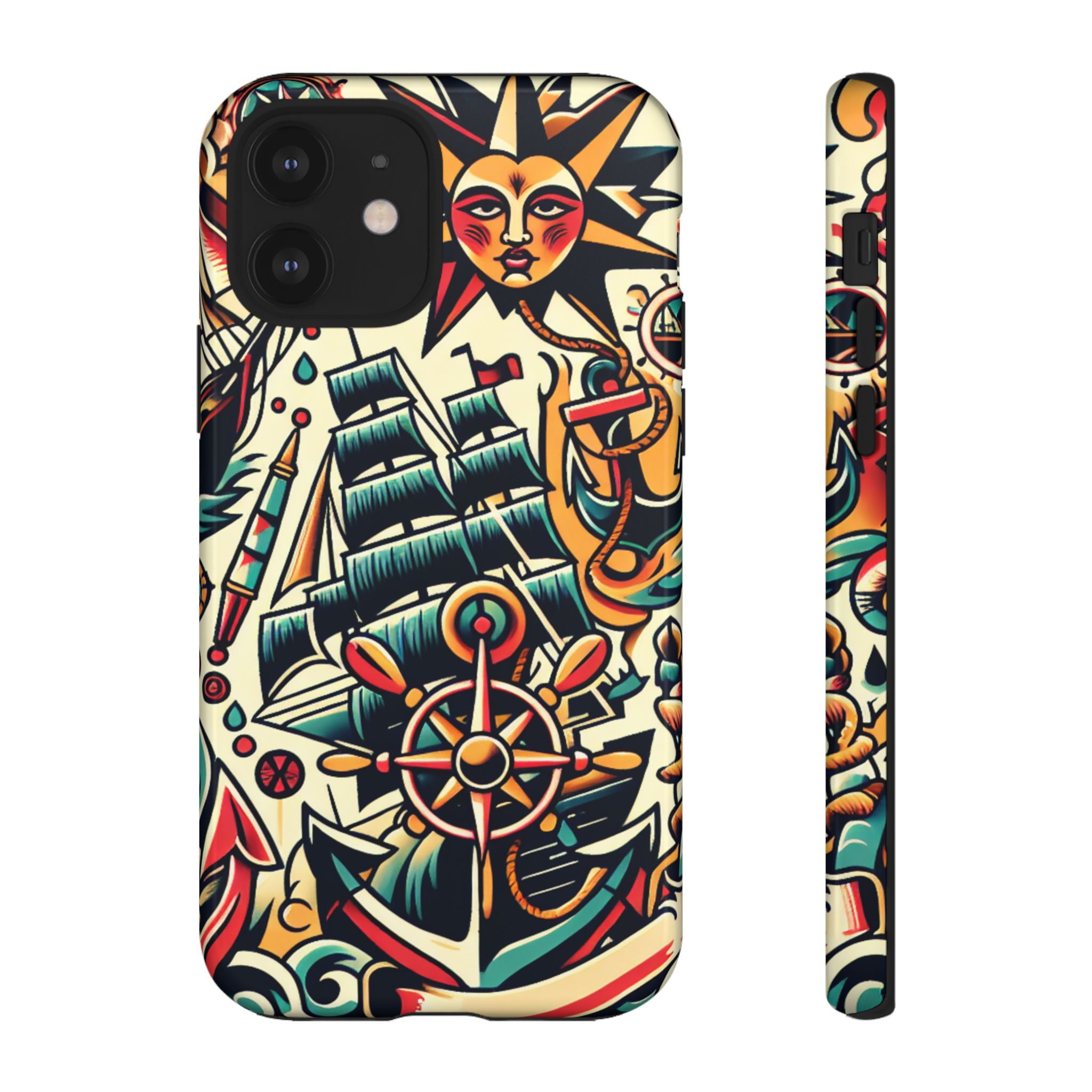 Tattoo-Inspired Phone Case - Nautical Adventure Design, Unique Gift, Sailor Style, Sea Lover Accessory, Artistic Protection