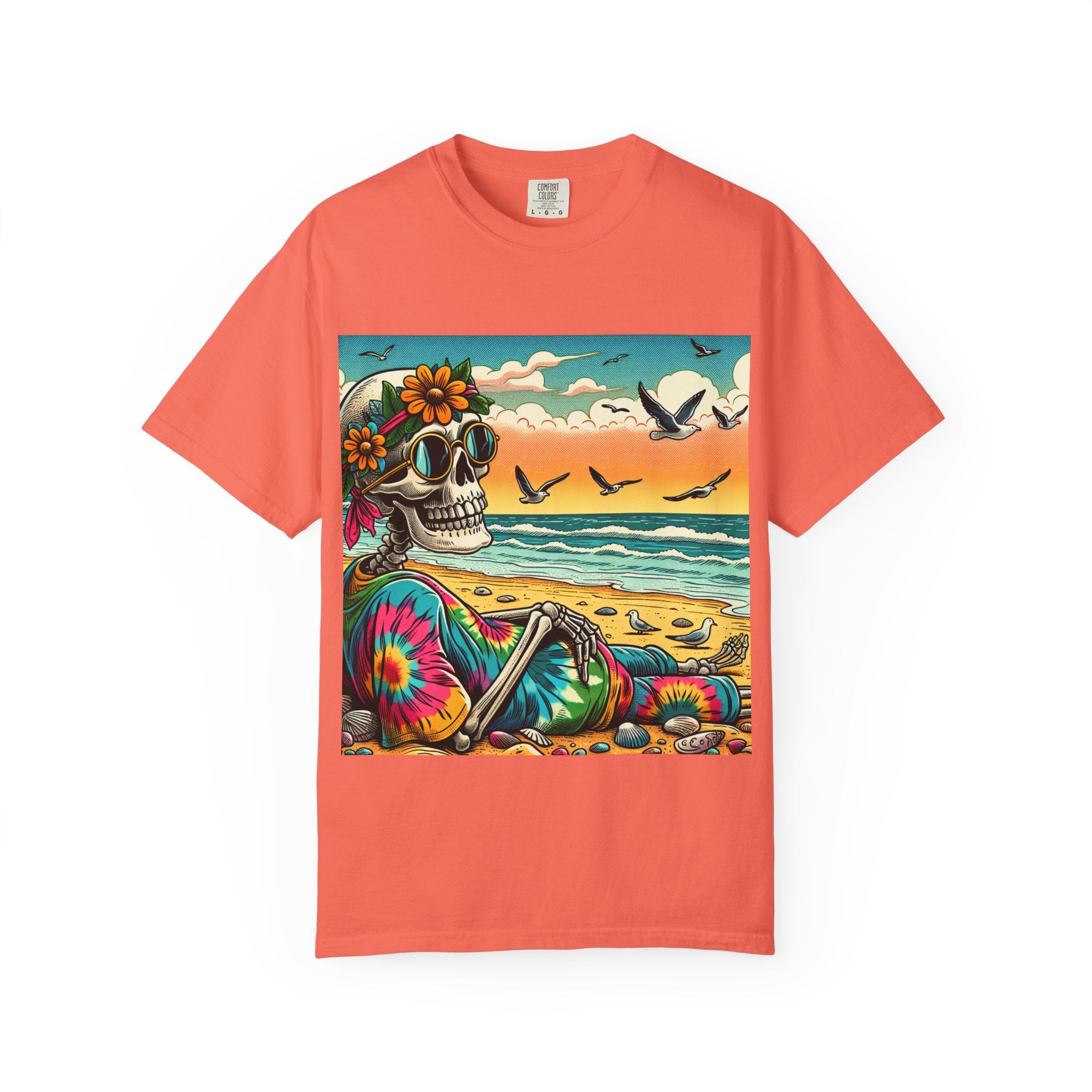 Beach Vibes Skull Graphic Tee | Unisex Summer Shirt, Bohemian Fashion, Festival Wear, Eco-Friendly Tee, Casual Vacation Outfit