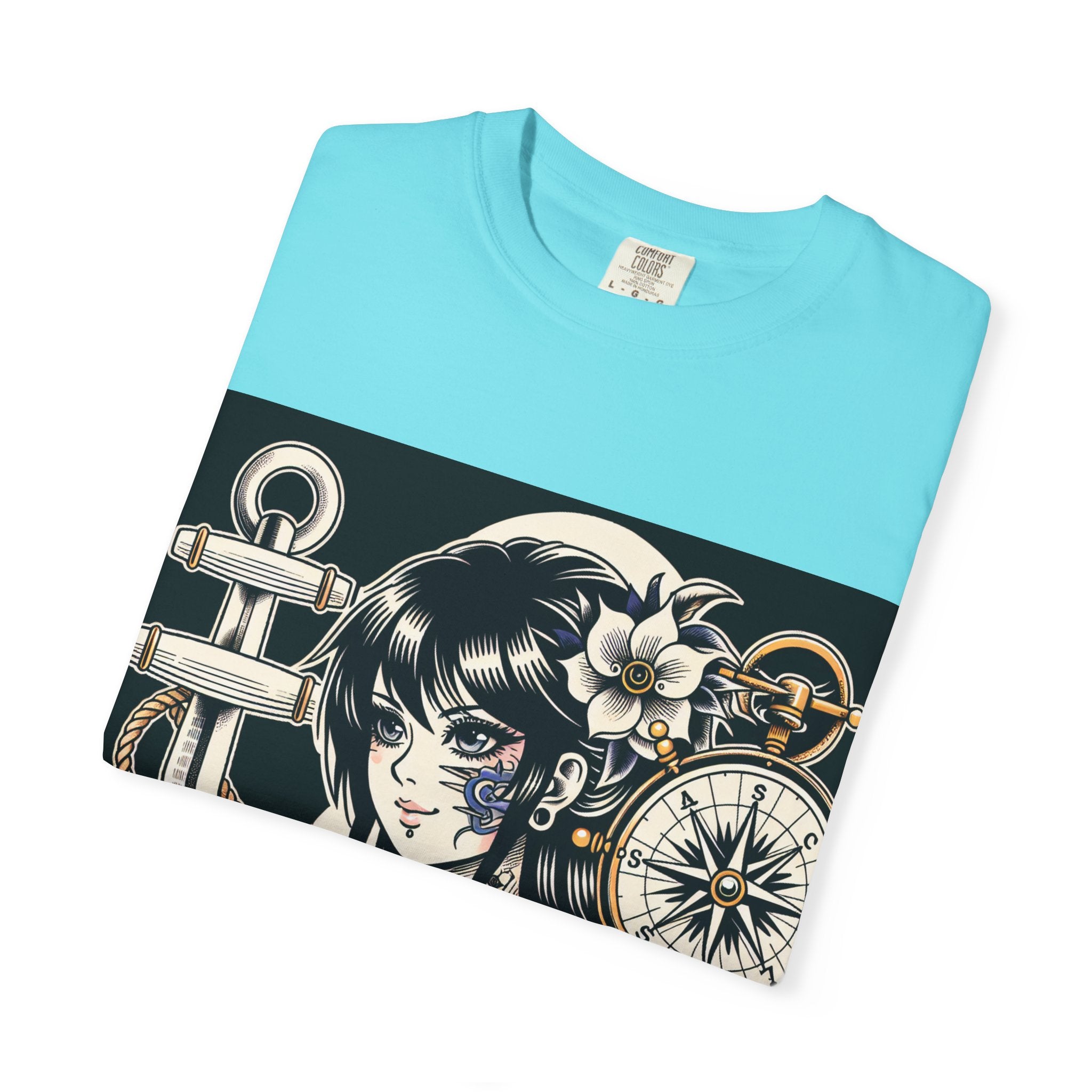 Stylish Unisex Garment-Dyed T-Shirt with Retro Floral Design, Graphic Tee for Festivals, Casual Wear, Gift for Art Lovers, Streetwear