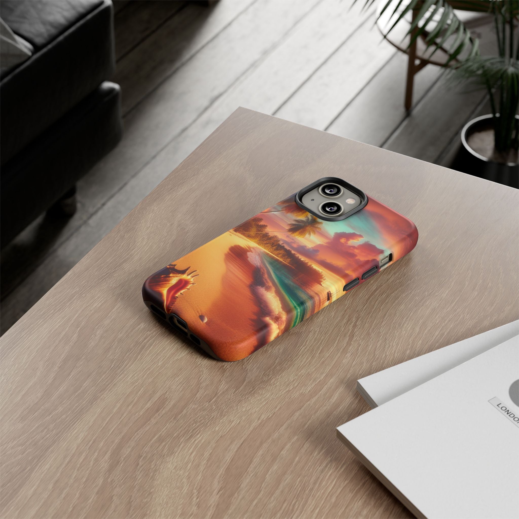Tough Cases Beach Sunset Phone Case, Tropical Vibe, Gift for Vacation Lovers, Summer Accessory, Shell Design Decor
