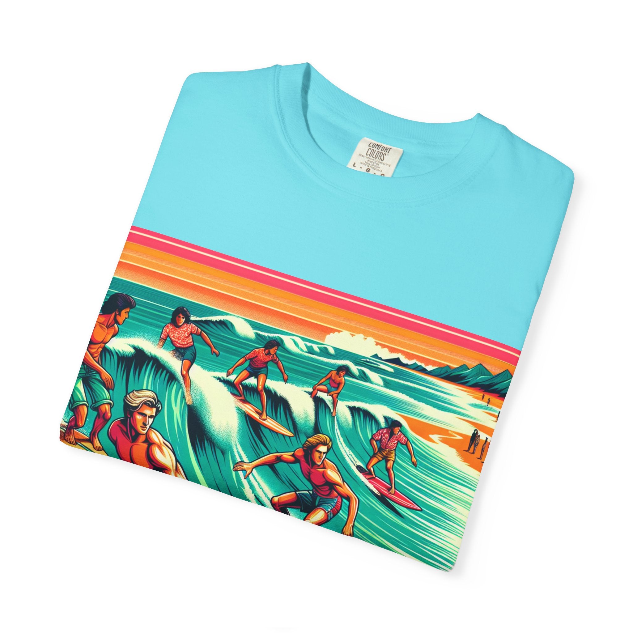 Retro Surfing T-Shirt, Cool Beachwear, Summer Gift, Unisex Casual Tee, Surfer Style Apparel, Vintage Wave Art Shirt