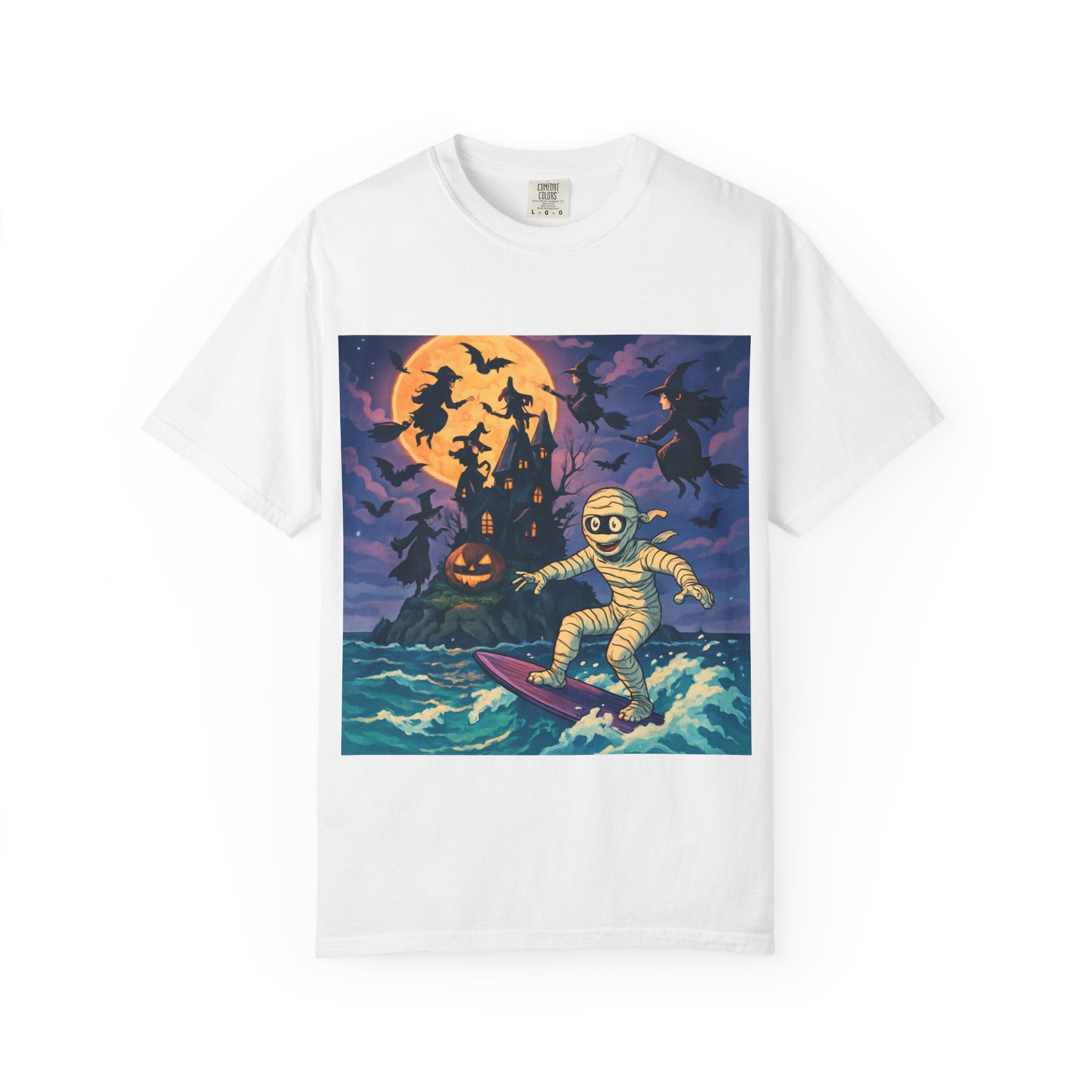 Surfer Moonlight T-Shirt - Garment-Dyed Unisex Tee, Beach Vibes, Summer Essentials, Retro Art, Gift for Surfers