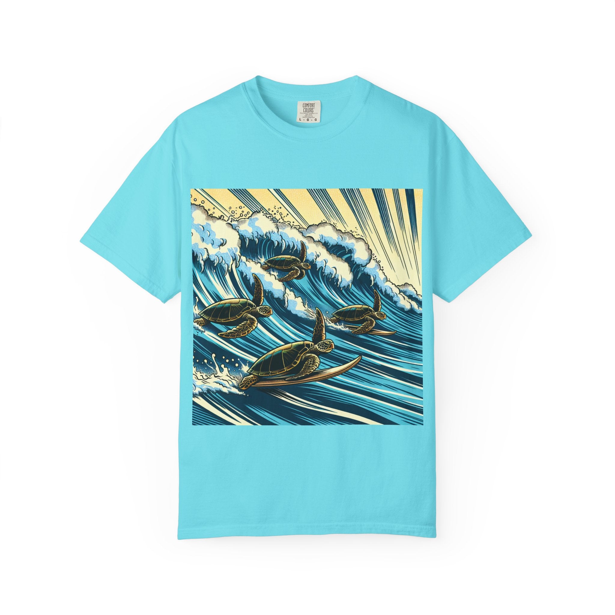 Ocean Wave T-Shirt with Sea Turtles, Eco-Friendly Apparel, Beach Lover Gift, Unisex Casual Wear, Summer Vibes Shirt, Gift for Ocean Lovers