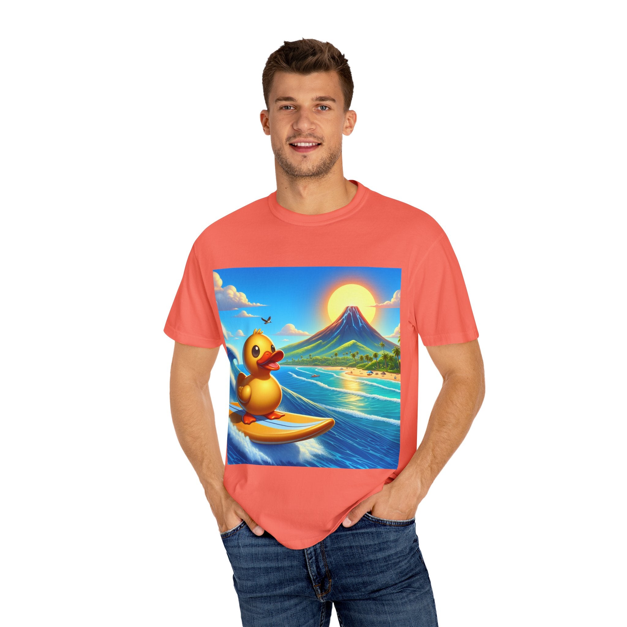 Surfing Duck Unisex Shirt, Fun Graphic Tee, Casual Wear, Summer Vibes, Beach Party T-shirt, Gift for Water Lovers