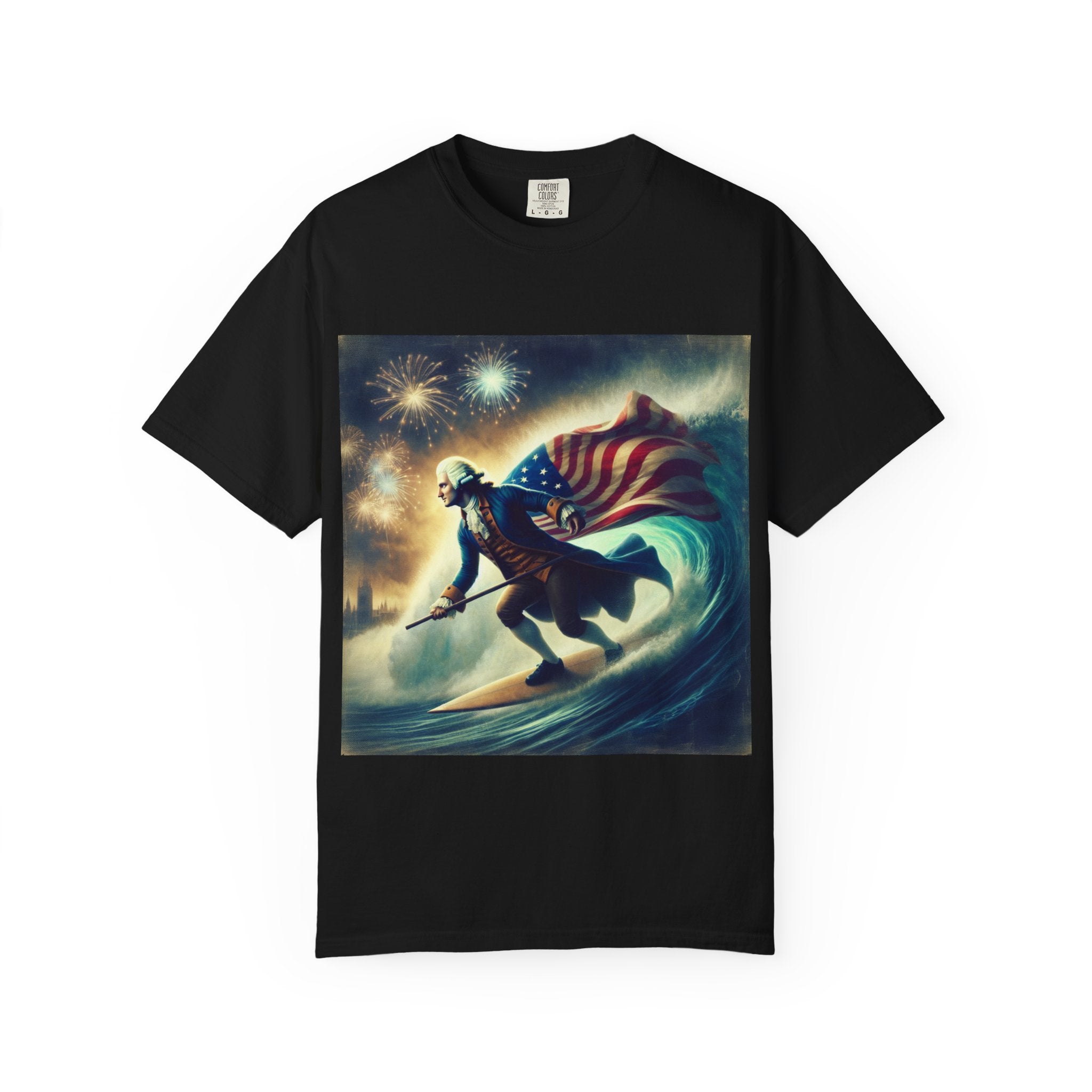 Patriotic Surfing T-Shirt, 4th of July Tee, Unisex Casual Shirt, Gift for Surfers, Independence Day Apparel