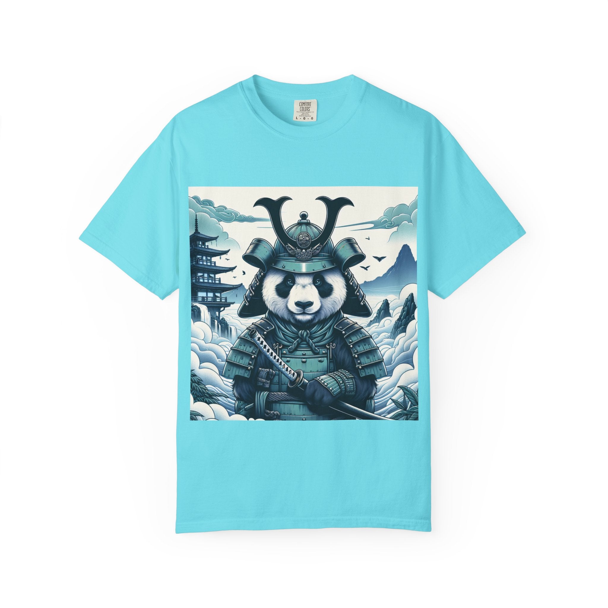 Samurai Panda T-Shirt - Unique Garment-Dyed Tee for Animal Lovers, Anime Fans, Gifts, Casual Wear, Birthday Celebrations