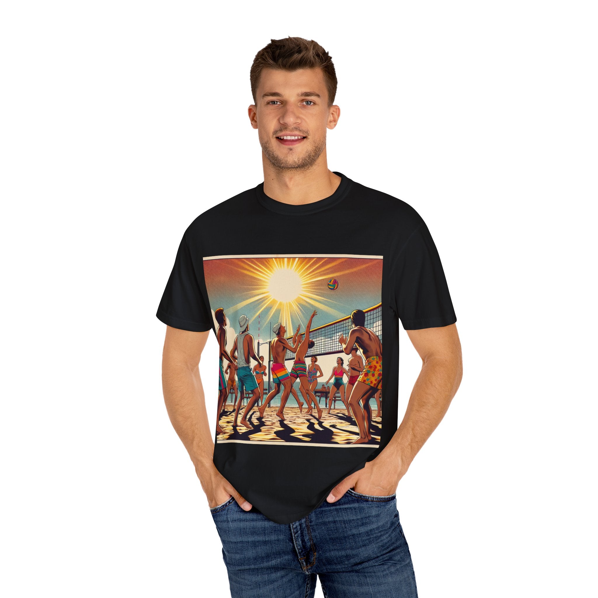Beach Volleyball Vibes Unisex Garment-Dyed T-shirt | Summer Style, Casual Wear, Gift for Him/Her, Beach Day Essential, Vacation Outfit