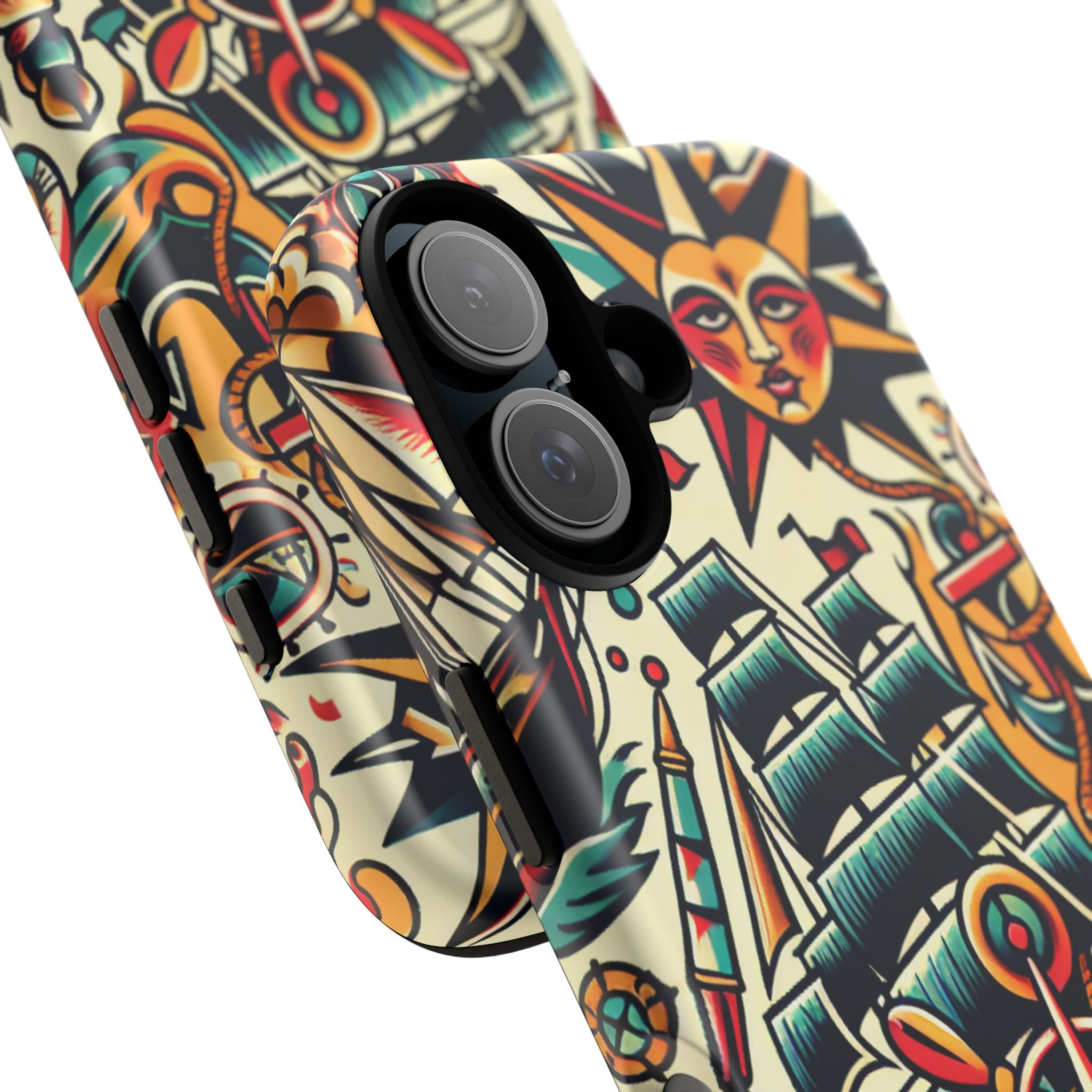 Tattoo-Inspired Phone Case - Nautical Adventure Design, Unique Gift, Sailor Style, Sea Lover Accessory, Artistic Protection