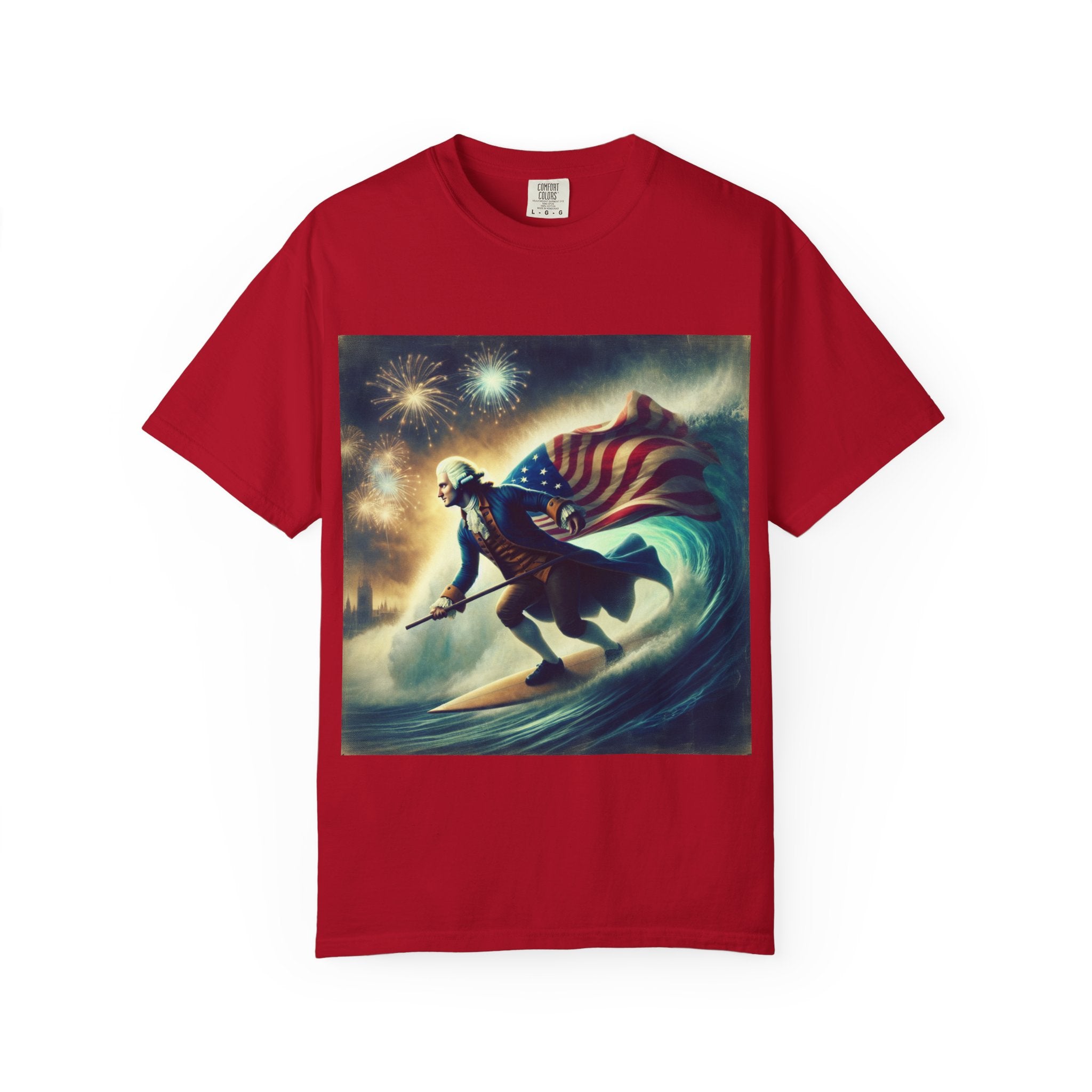 Patriotic Surfing T-Shirt, 4th of July Tee, Unisex Casual Shirt, Gift for Surfers, Independence Day Apparel