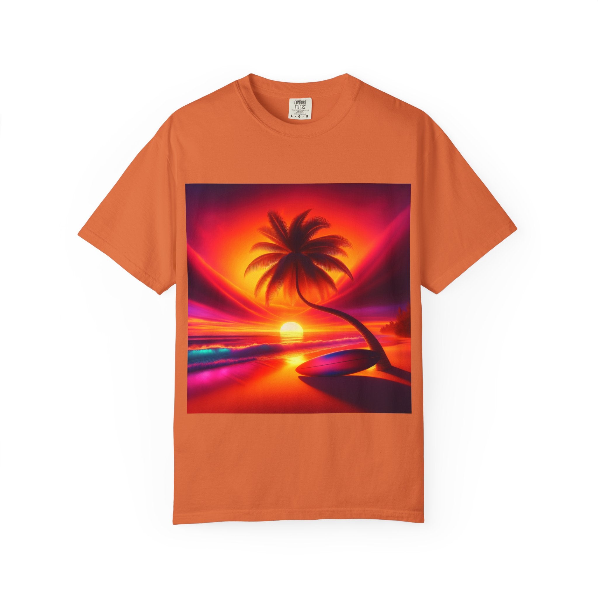 Tropical Sunset T-shirt, Unisex Shirt, Gift for Beach Lovers, Casual Summer Wear, Vacation Tee, Relaxed Fit Top