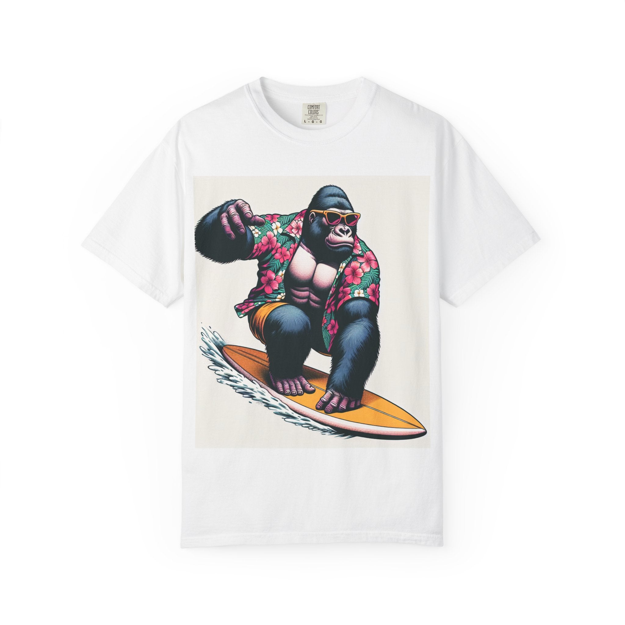Surfing Gorilla T-Shirt, Casual Beachwear, Summer Gift, Graphic Tee, Unisex T-Shirt, Fun Vacation Apparel
