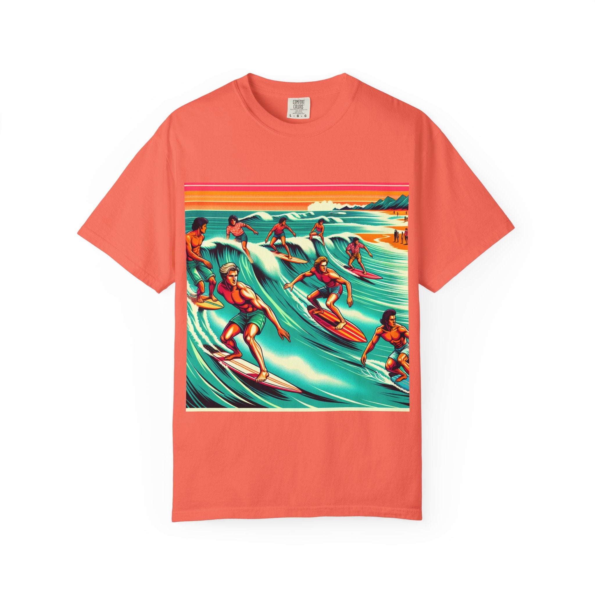 Retro Surfing T-Shirt, Cool Beachwear, Summer Gift, Unisex Casual Tee, Surfer Style Apparel, Vintage Wave Art Shirt