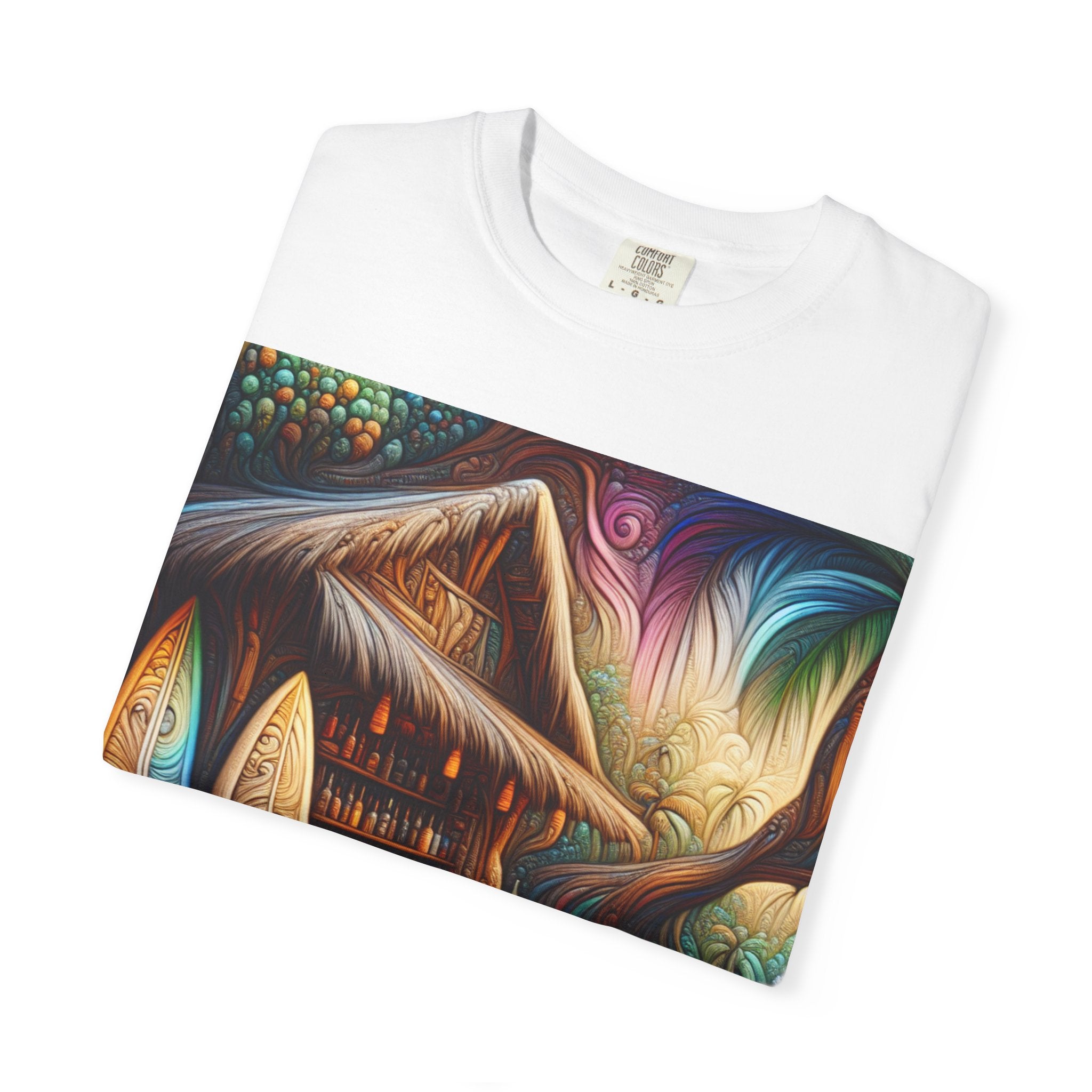 Tropical Vibe T-Shirt, Surf House Art Tee, Beach Lover's Unisex T-Shirt, Summer Apparel, Vacation Mood Shirt