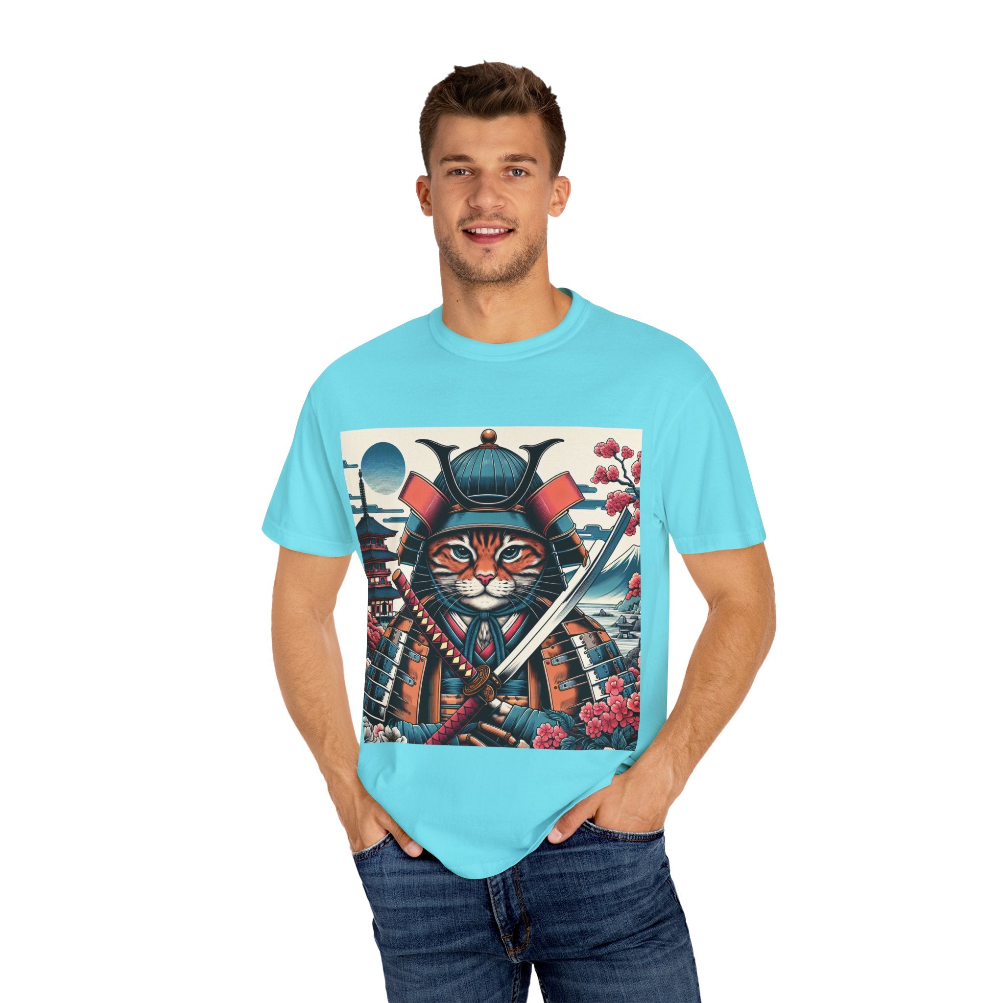 Samurai Tiger T-Shirt, Unisex Graphic Tee with Fierce Cat Design, Perfect Gift for Cat Lovers, Cool Anime Style, Unique Casual Wear