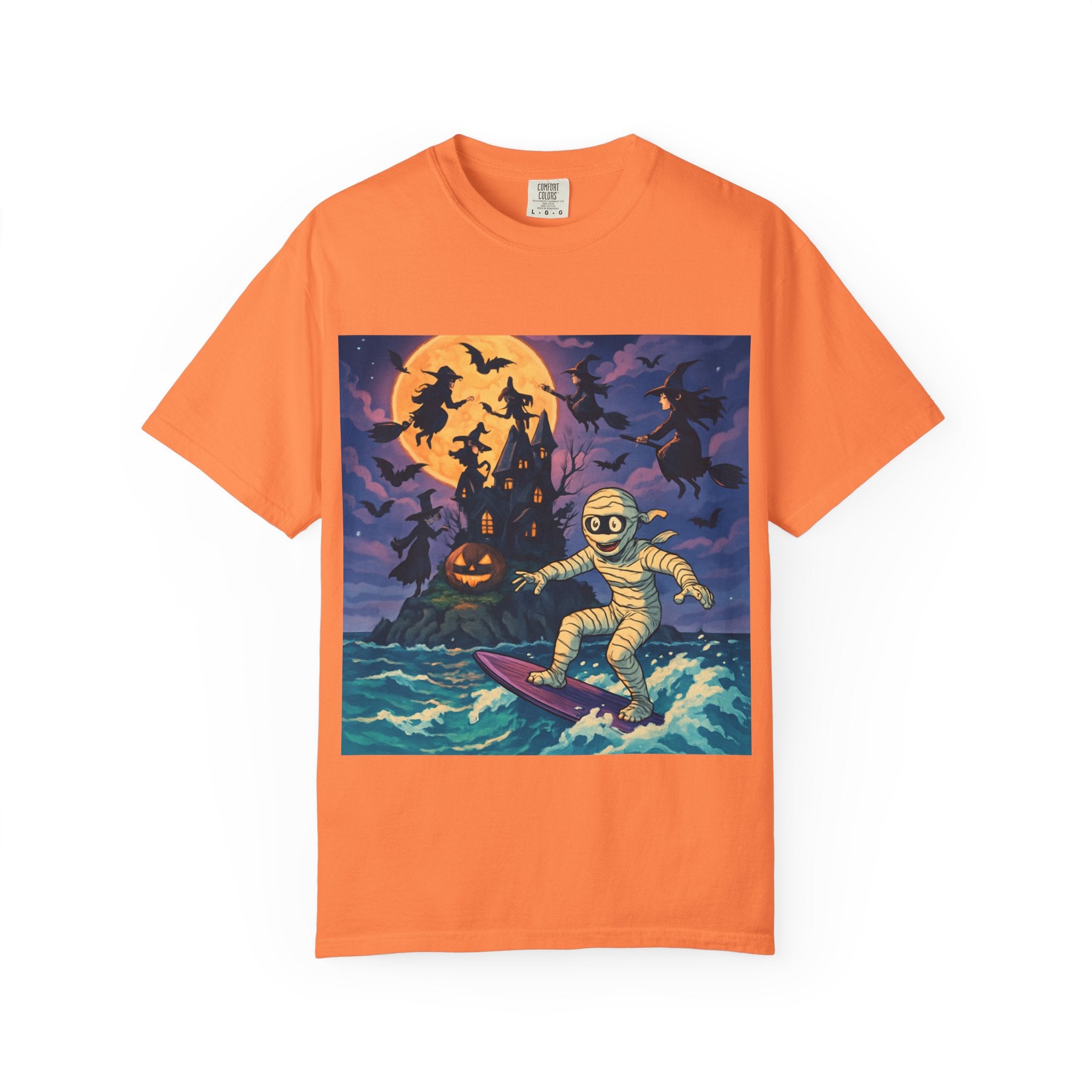 Surfer Moonlight T-Shirt - Garment-Dyed Unisex Tee, Beach Vibes, Summer Essentials, Retro Art, Gift for Surfers