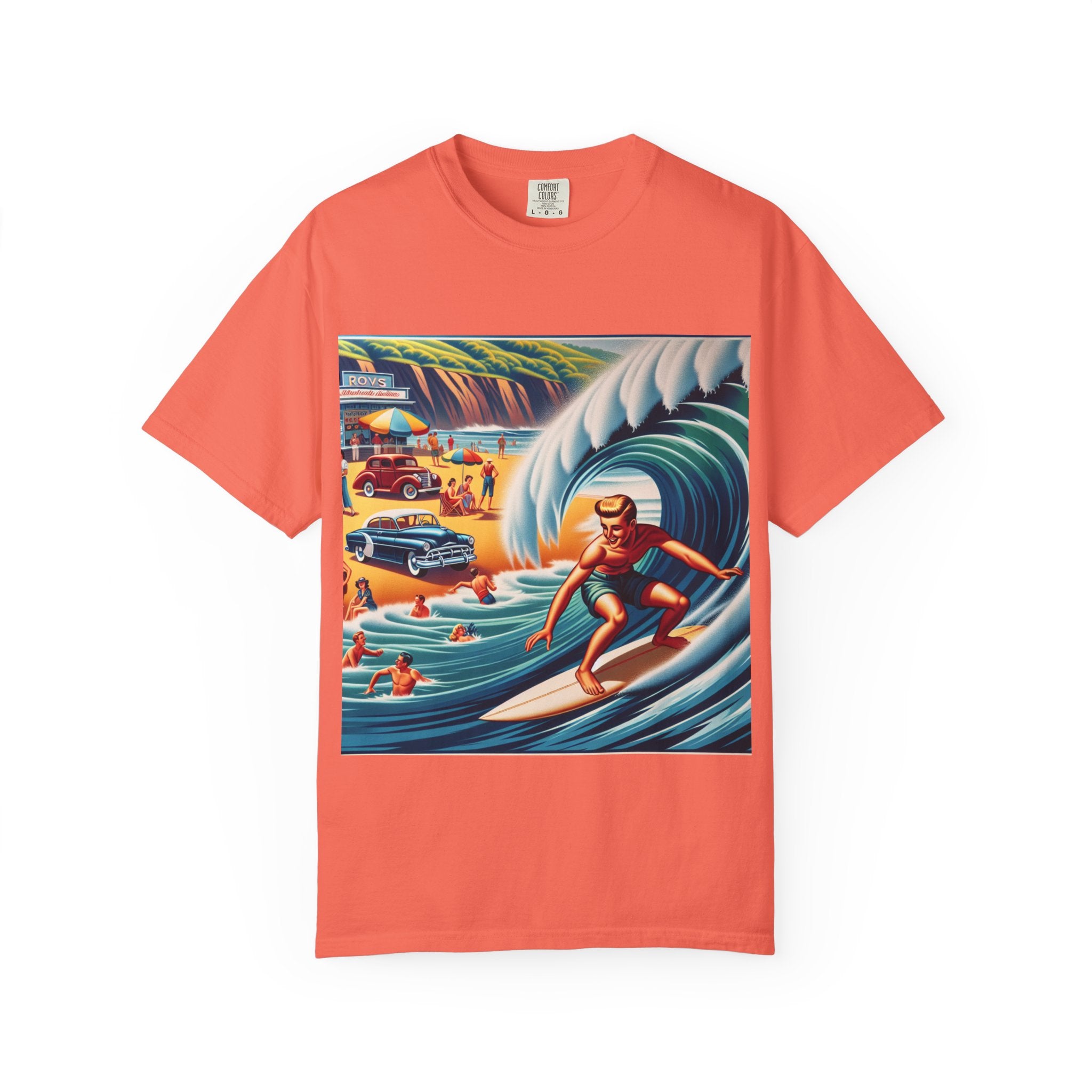 Vintage Surfing T-Shirt, Beach Vibes Tee, Unisex Garment-Dyed Shirt, Summer Apparel, Perfect for Surfers, Surfing Lovers Gift