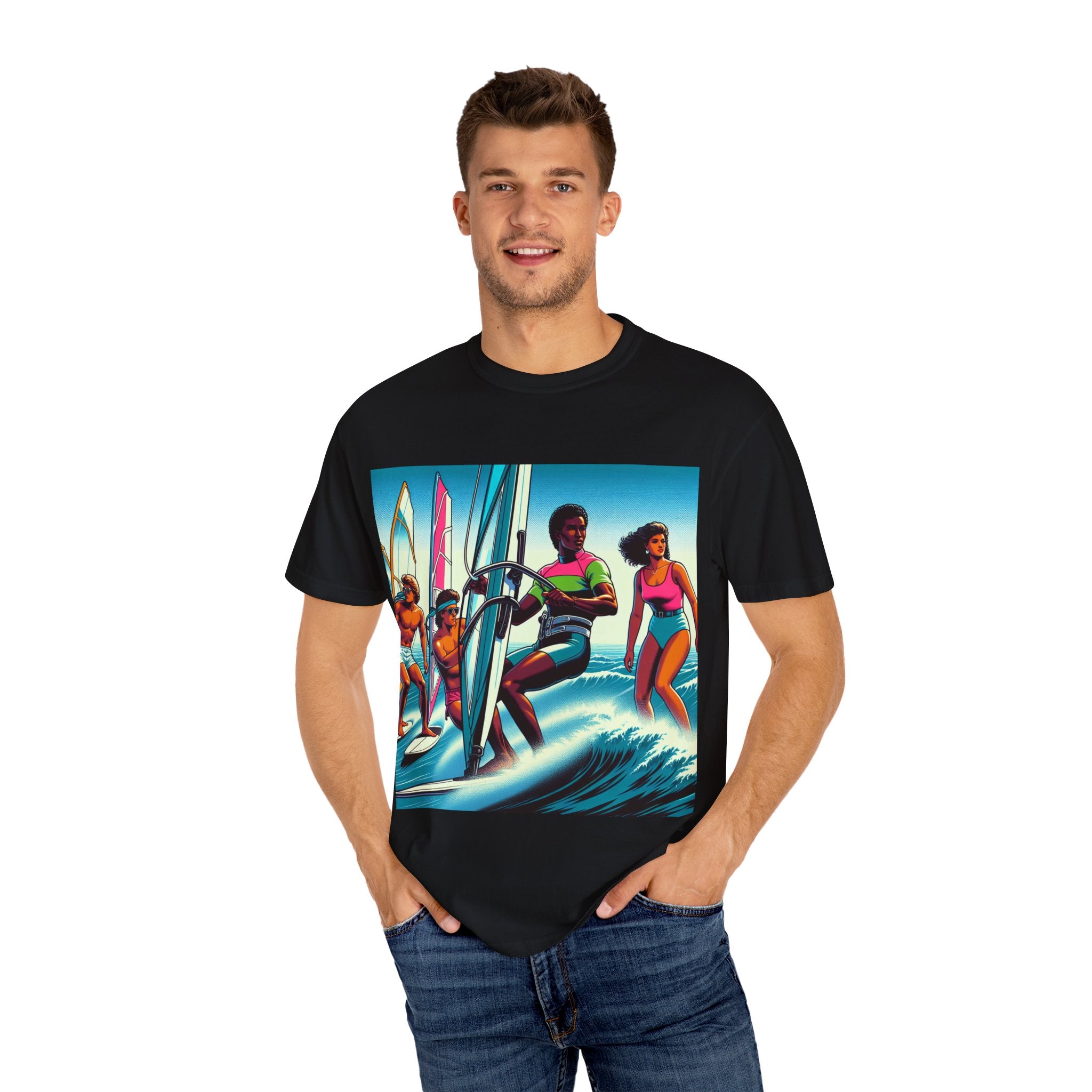 Surf Vibes T-Shirt, Unisex Garment-Dyed Tee, Beachwear for Surf Lovers, Summer Casual Wear, Gift for Surfers
