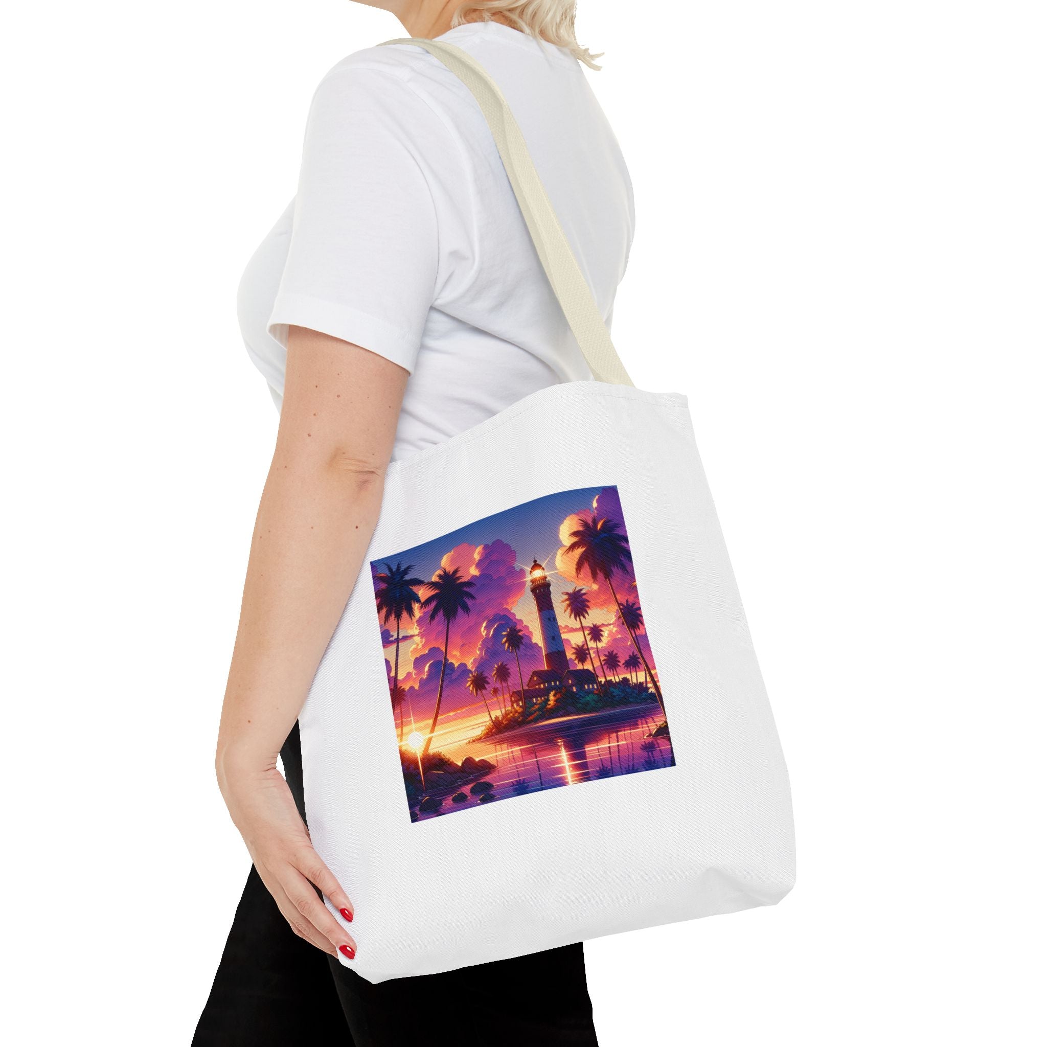 Tote Bag with Lighthouse Design | Beach Bag, Travel Tote, Vacation Accessory, Gift for Ocean Lovers, Summer Tote