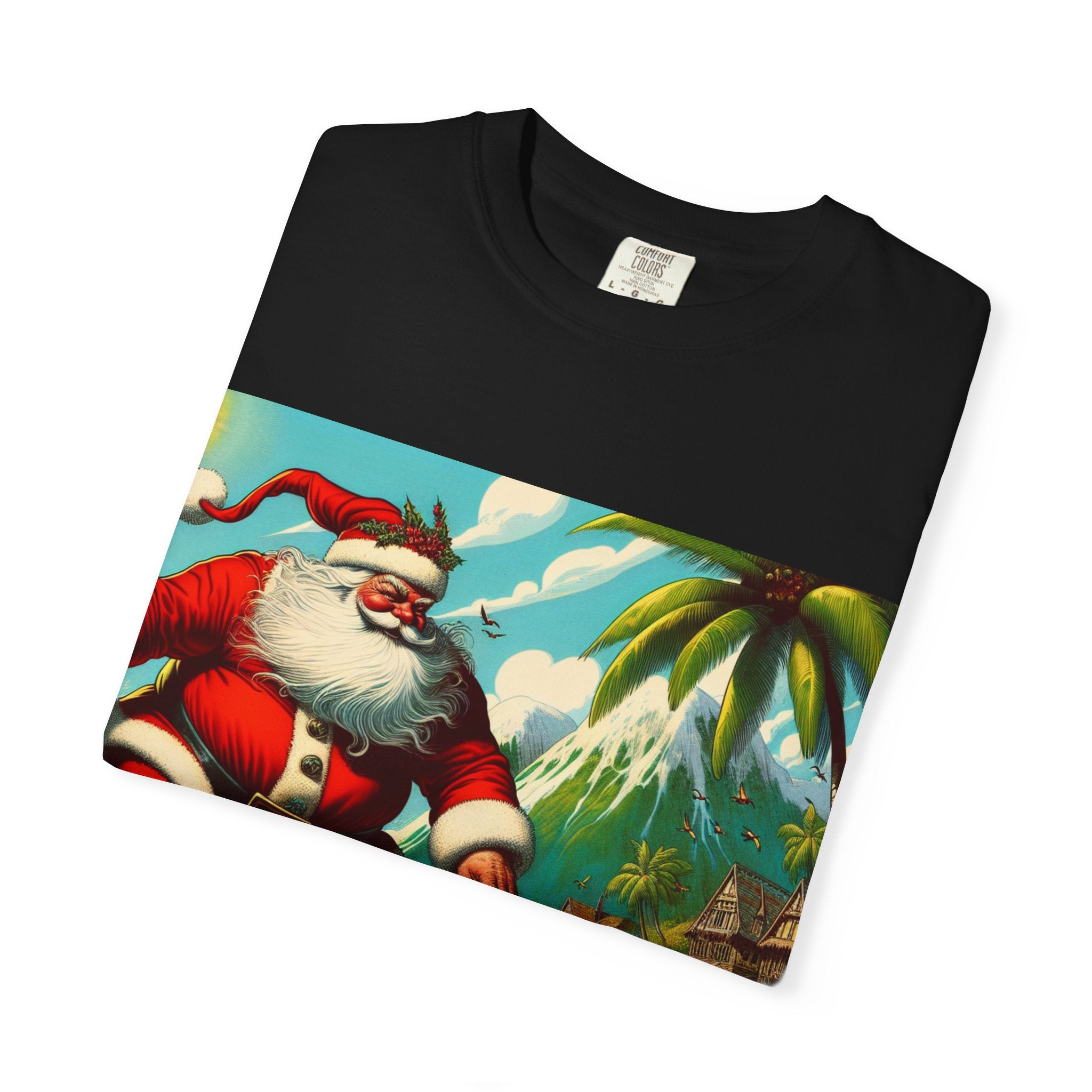 Surfing Santa Unisex T-Shirt, Christmas Tee, Holiday Wear, Funny T-Shirt, Summer Vibes, Gift for Him/Her, Beach Apparel