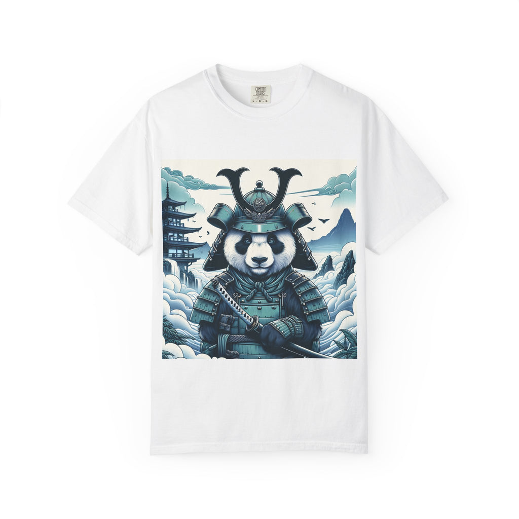 Samurai Panda T-Shirt - Unique Garment-Dyed Tee for Animal Lovers, Anime Fans, Gifts, Casual Wear, Birthday Celebrations