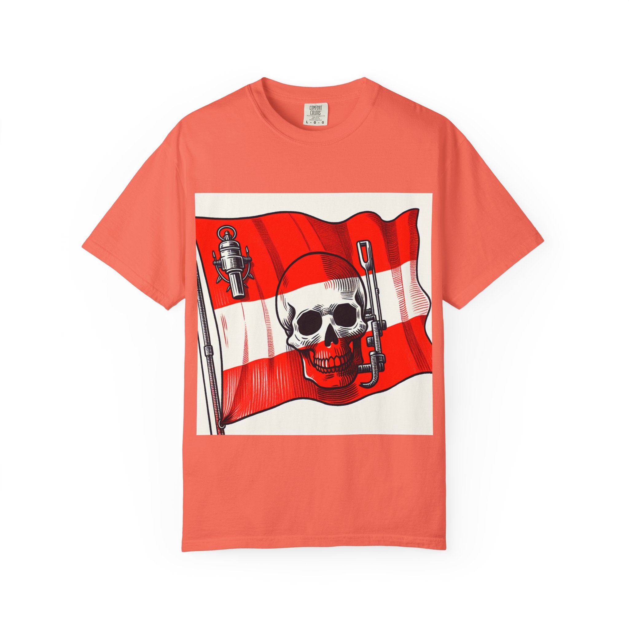 Skull and Flag Unisex T-Shirt, Casual Wear, Graphic Tee, Street Style Fashion, Unique Gift, Summer Outfit