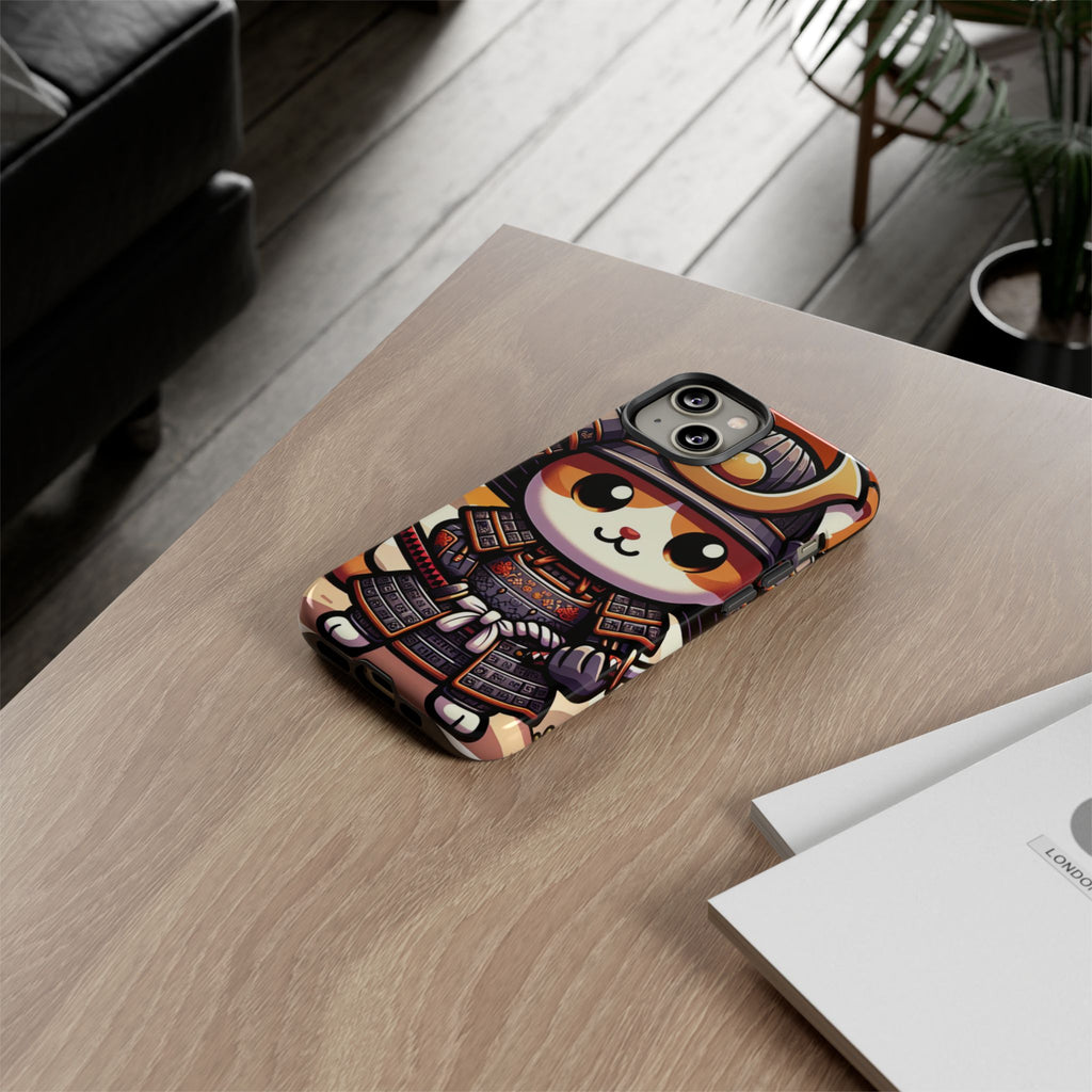 Cute Cat Samurai Phone Case, Kawaii Armor Phone Cover, Unique Pet Gift, Animal Lover Accessory, Fun Tech Protection