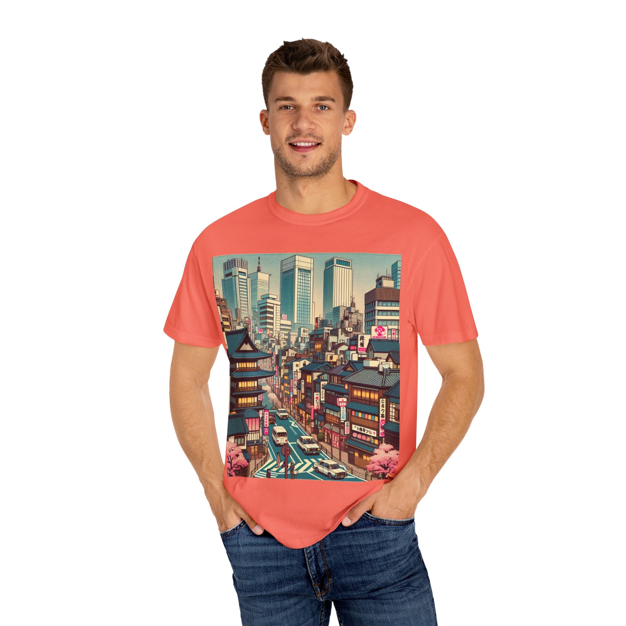 Urban Landscape Graphic T-Shirt | Street Art Tee, Casual Wear, Gift for Travelers, Relaxed Fit, Unique Cityscape Design