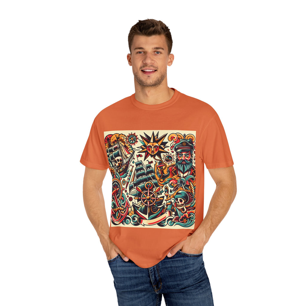 Nautical Adventure T-Shirt | Pirate Art Tee, Unisex Graphic Shirt, Summer Casual Wear, Gift for Sailors, Bold Streetwear