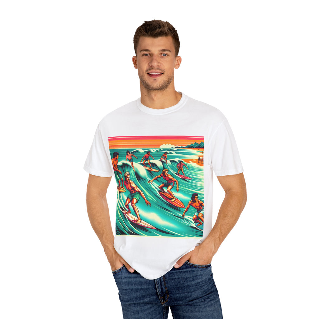 Retro Surfing T-Shirt, Cool Beachwear, Summer Gift, Unisex Casual Tee, Surfer Style Apparel, Vintage Wave Art Shirt