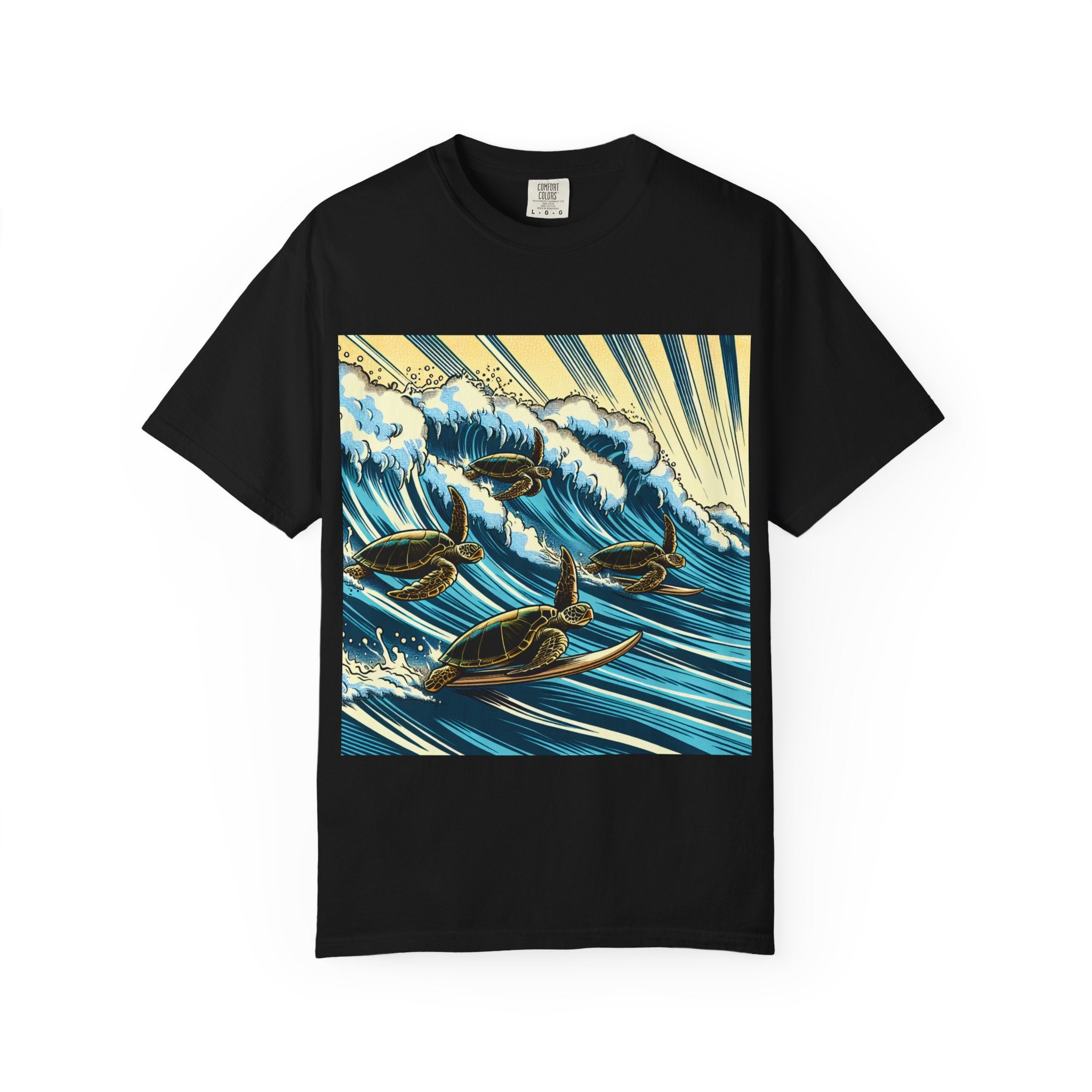 Ocean Wave T-Shirt with Sea Turtles, Eco-Friendly Apparel, Beach Lover Gift, Unisex Casual Wear, Summer Vibes Shirt, Gift for Ocean Lovers
