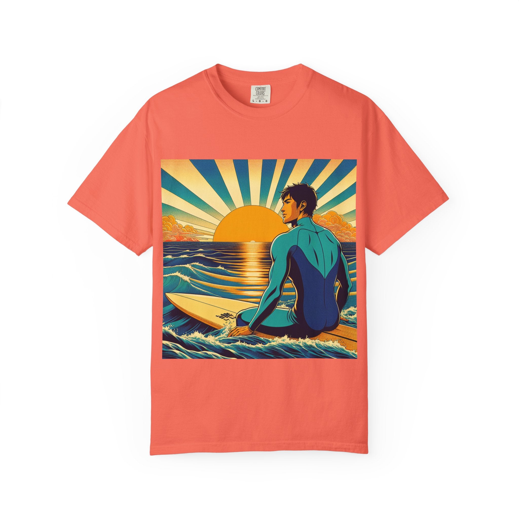 Sunset Surf Unisex T-Shirt, Beachwear, Summer Style, Ocean Lover Gift, Cool Casual Tee, Surfing Enthusiast Apparel