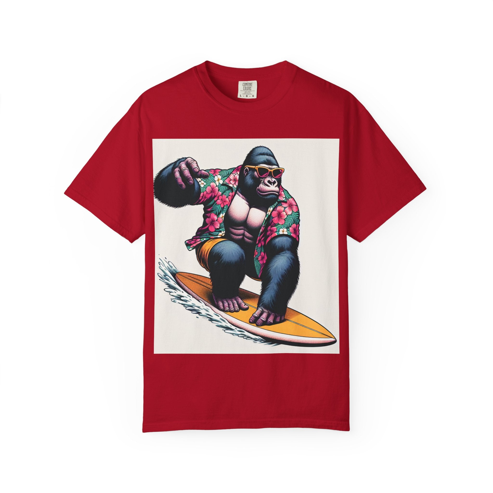 Surfing Gorilla T-Shirt, Casual Beachwear, Summer Gift, Graphic Tee, Unisex T-Shirt, Fun Vacation Apparel