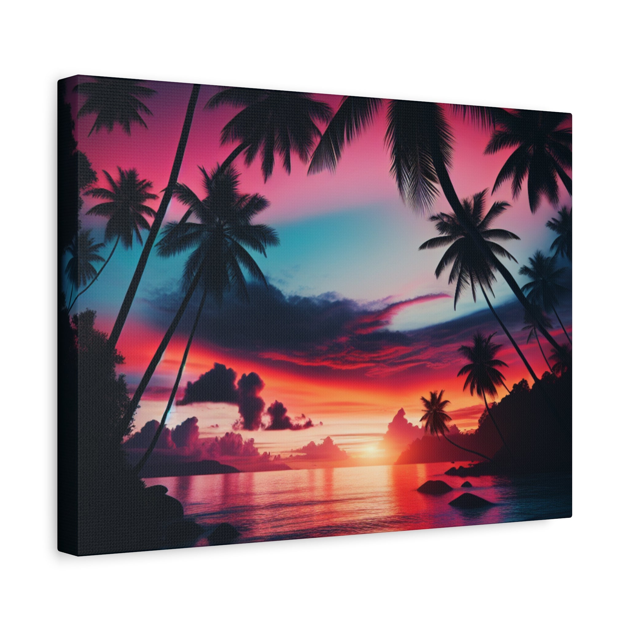Tropical Sunset Wall Art Canvas, Colorful Beach Decor, Home Decoration, Gift for Art Lovers, Summer Vibe