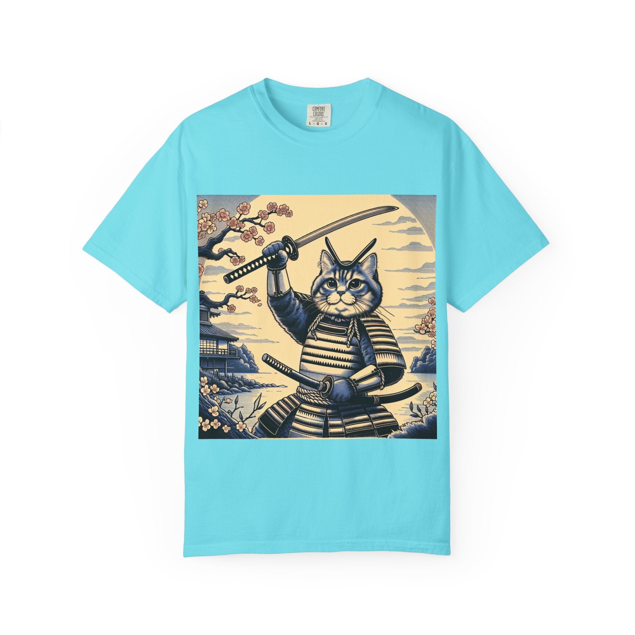 Samurai Cat T-Shirt, Unisex Graphic Tee, Unique Animal Design, Gift for Cat Lovers, Casual Wear, Anime Inspired Style