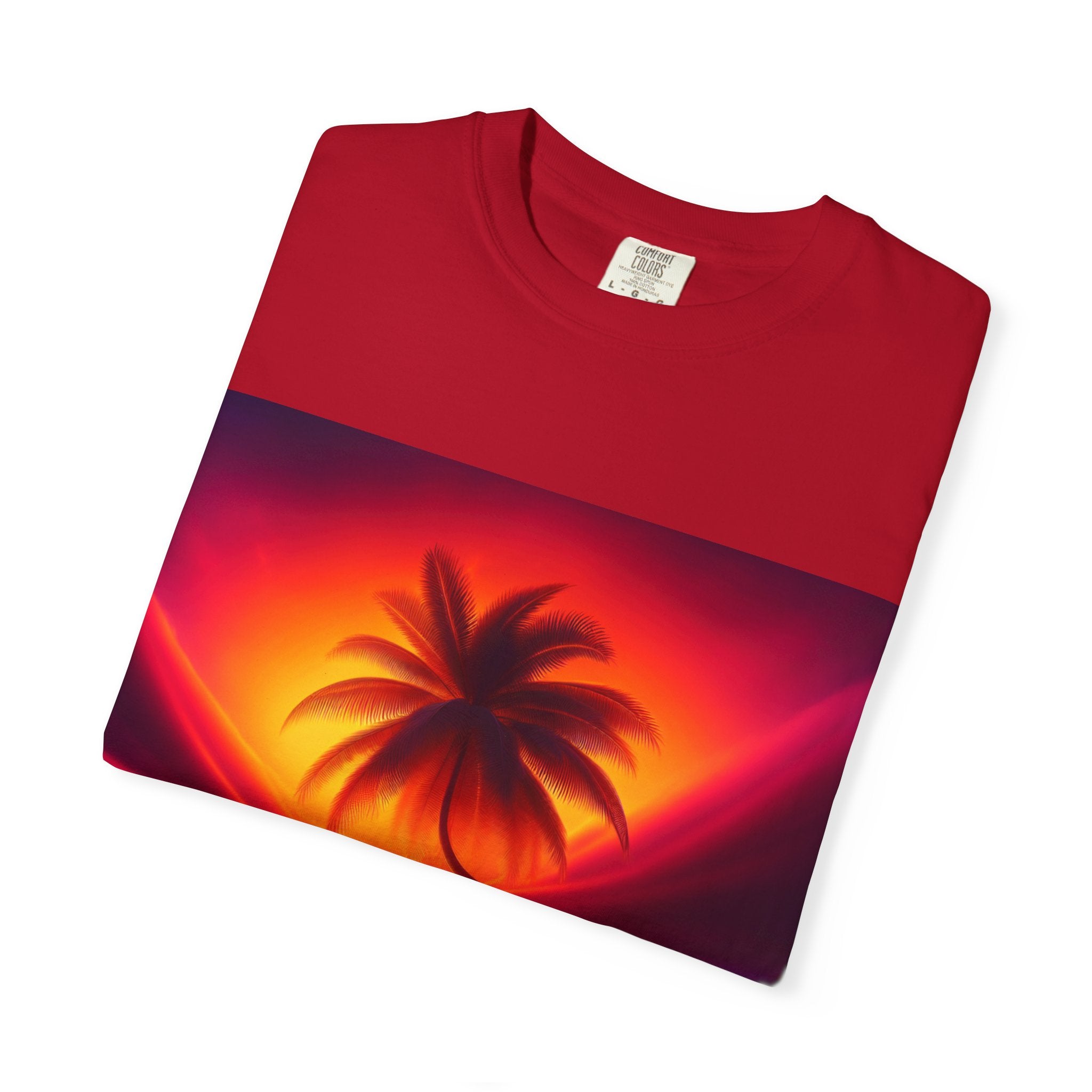 Tropical Sunset T-shirt, Unisex Shirt, Gift for Beach Lovers, Casual Summer Wear, Vacation Tee, Relaxed Fit Top