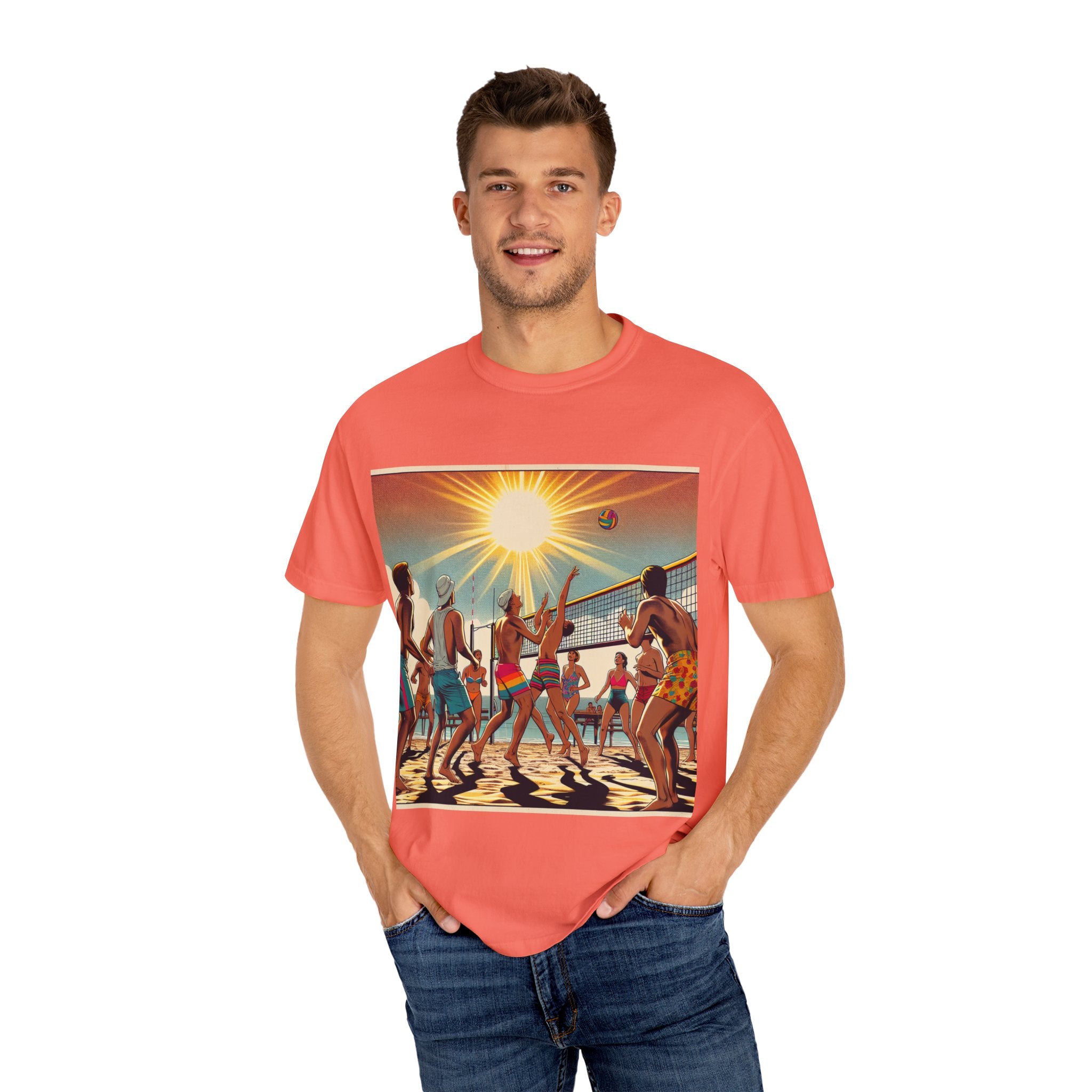 Beach Volleyball Vibes Unisex Garment-Dyed T-shirt | Summer Style, Casual Wear, Gift for Him/Her, Beach Day Essential, Vacation Outfit