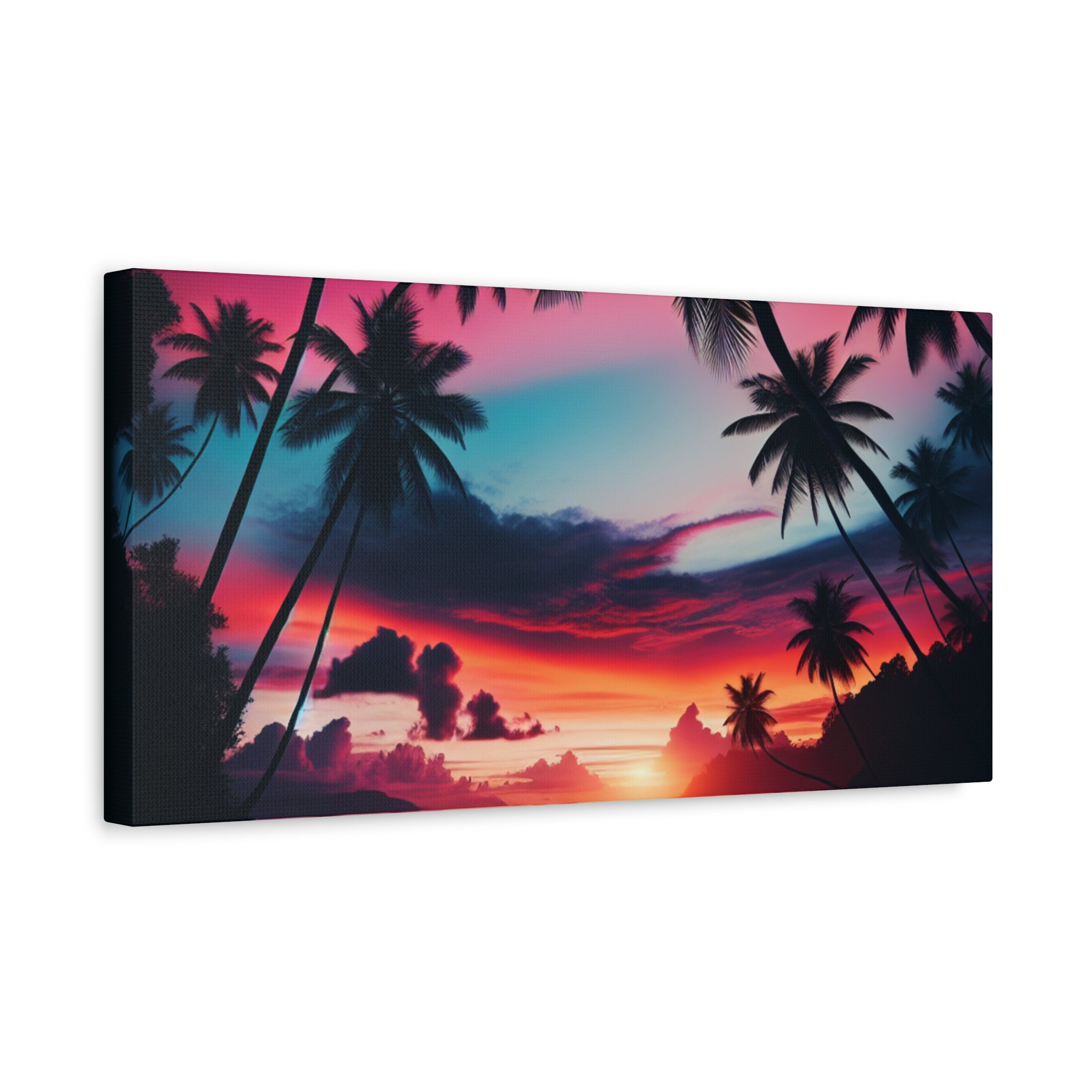 Tropical Sunset Wall Art Canvas, Colorful Beach Decor, Home Decoration, Gift for Art Lovers, Summer Vibe