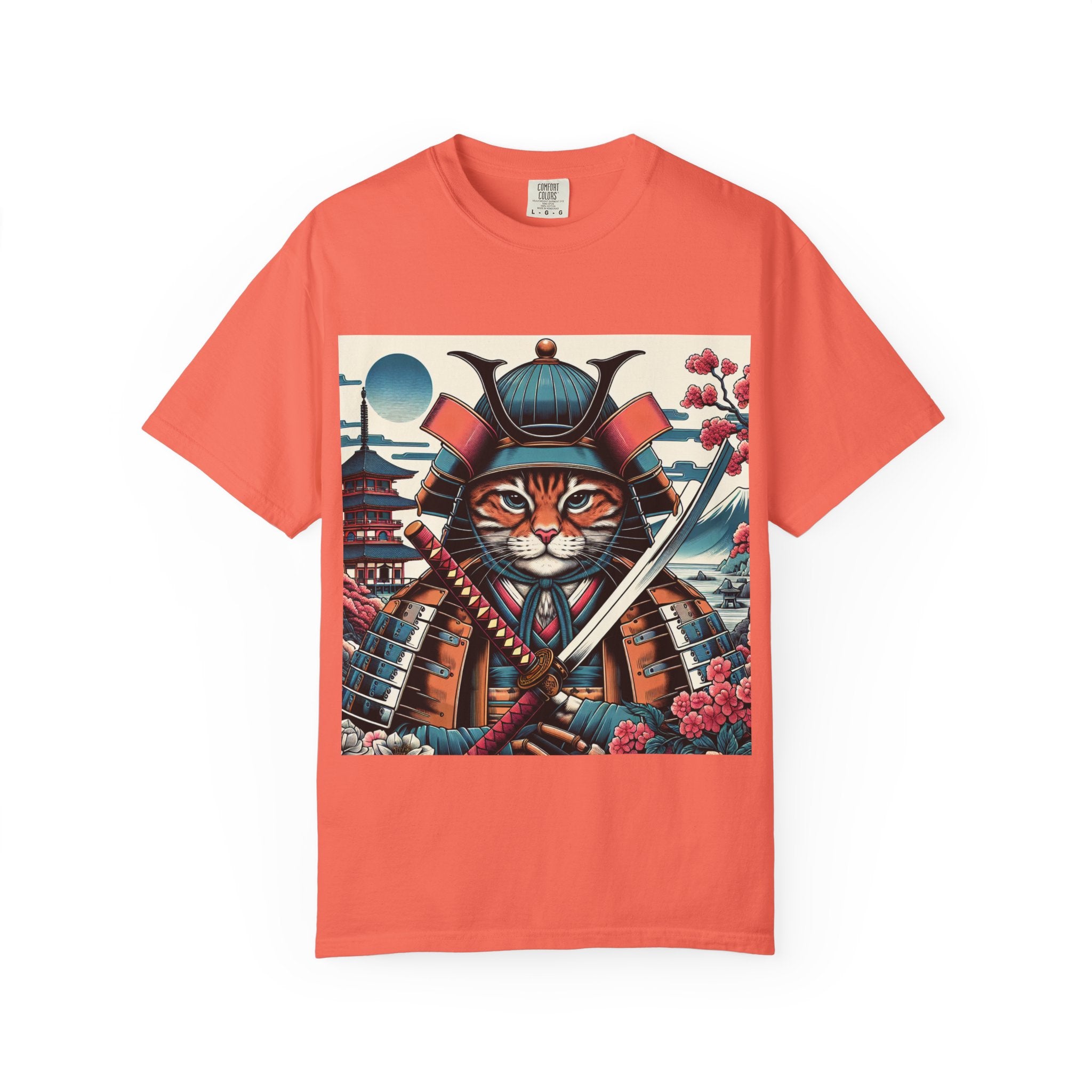 Samurai Tiger T-Shirt, Unisex Graphic Tee with Fierce Cat Design, Perfect Gift for Cat Lovers, Cool Anime Style, Unique Casual Wear